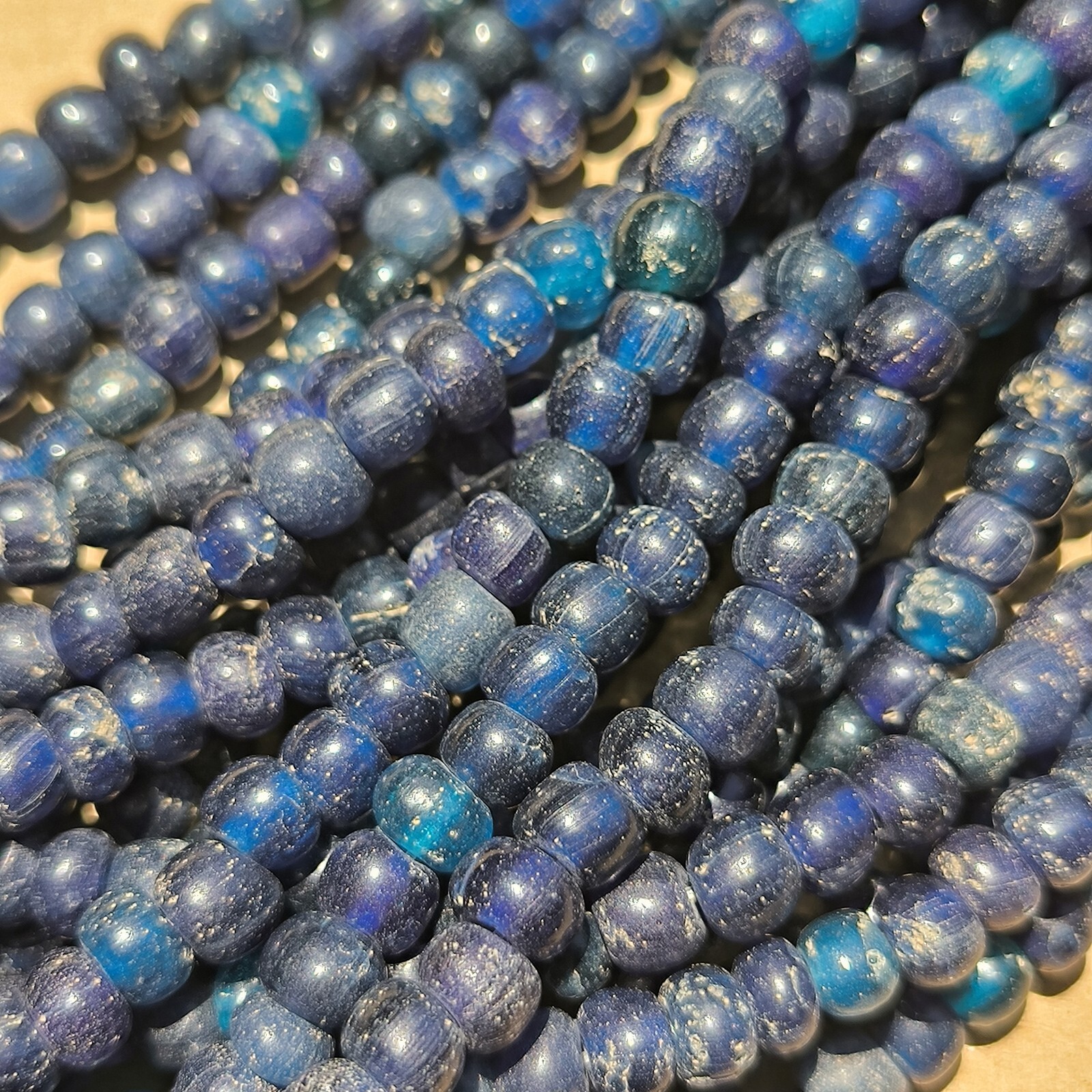 Rare Authentic Vintage Old Venetian Indo-Pacific Ocean Blue Glass Beads