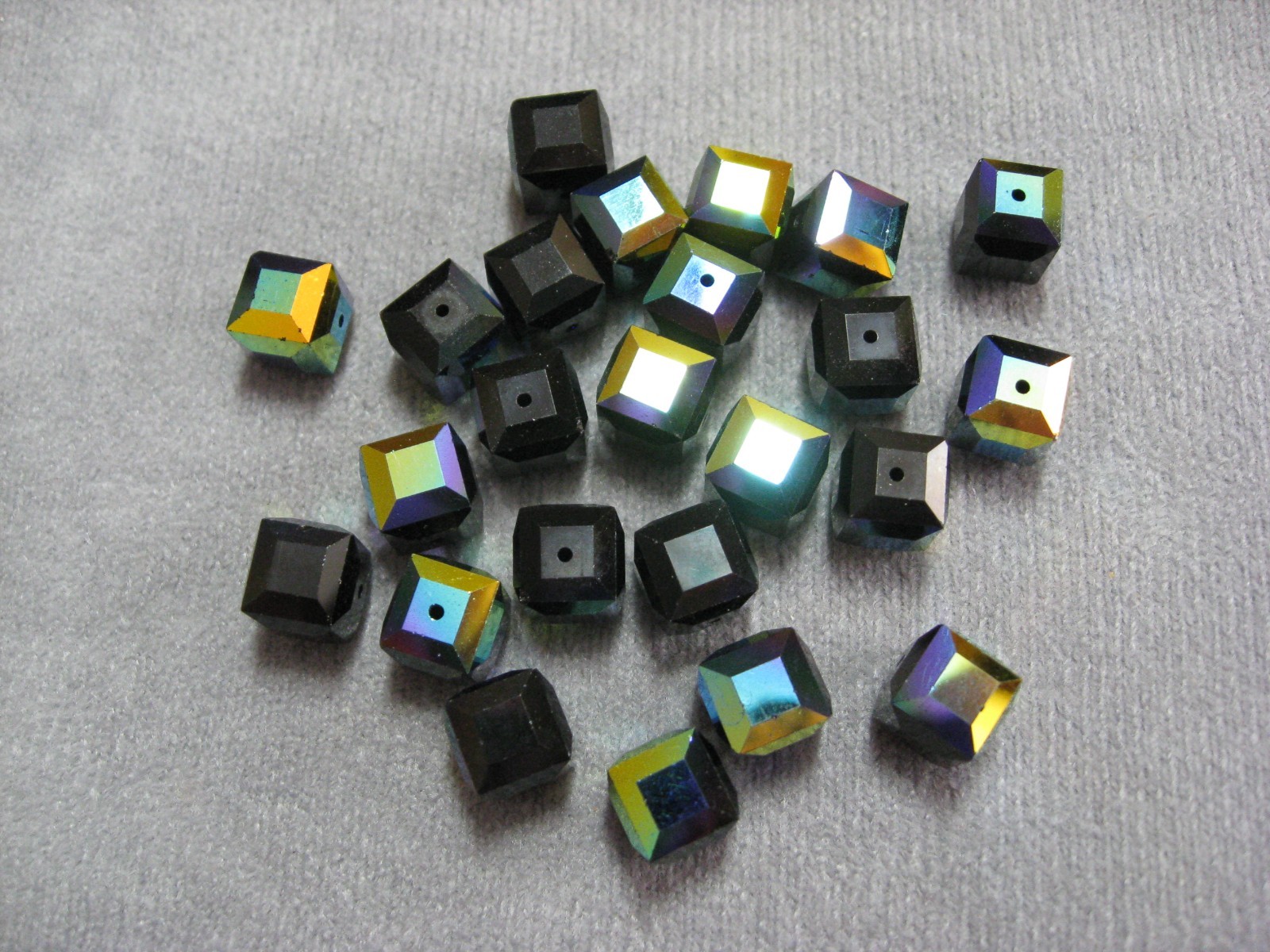 Black AB Swarovski Crystal Beads 8mm Cube