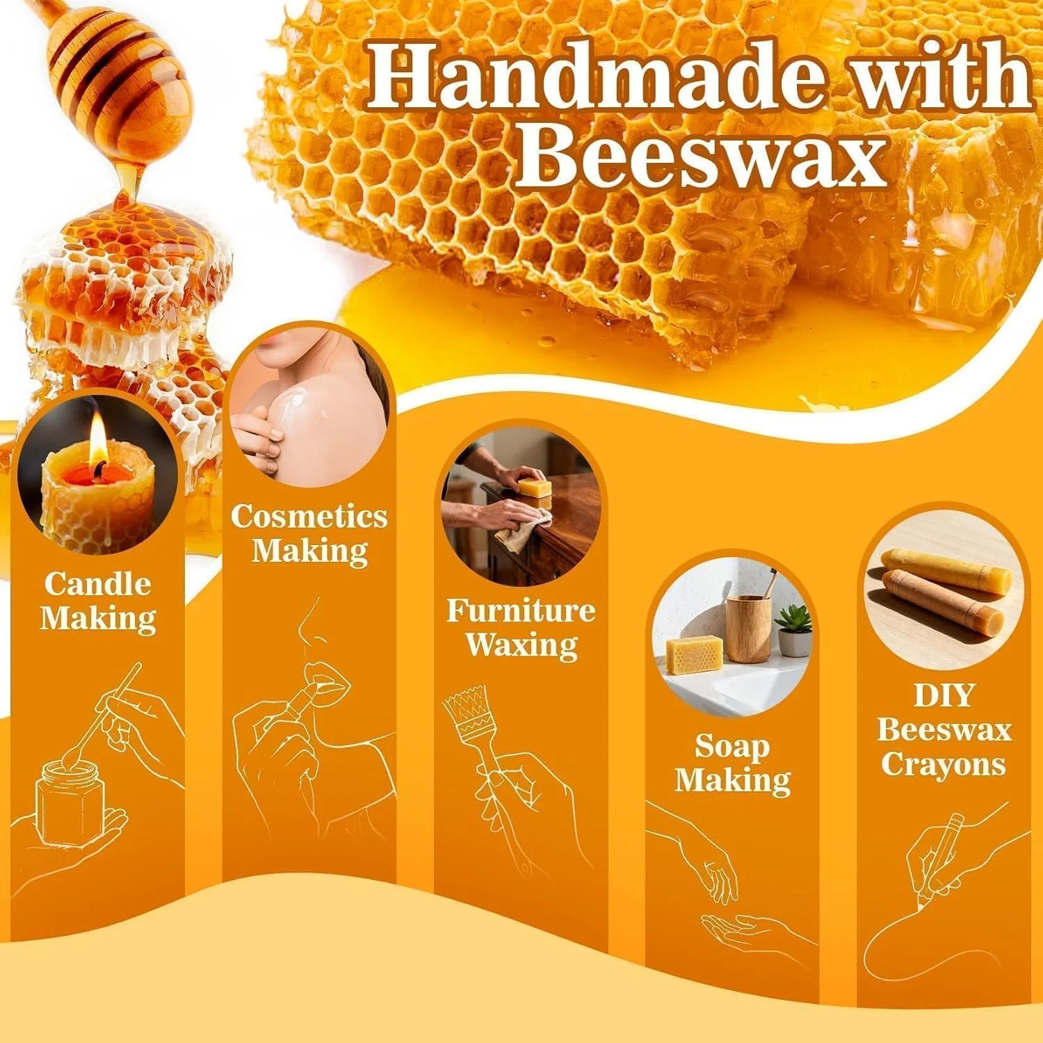 Yellow Organic Natural Beeswax Pellets CARGEN 430g 100% Beeswax Pastilles