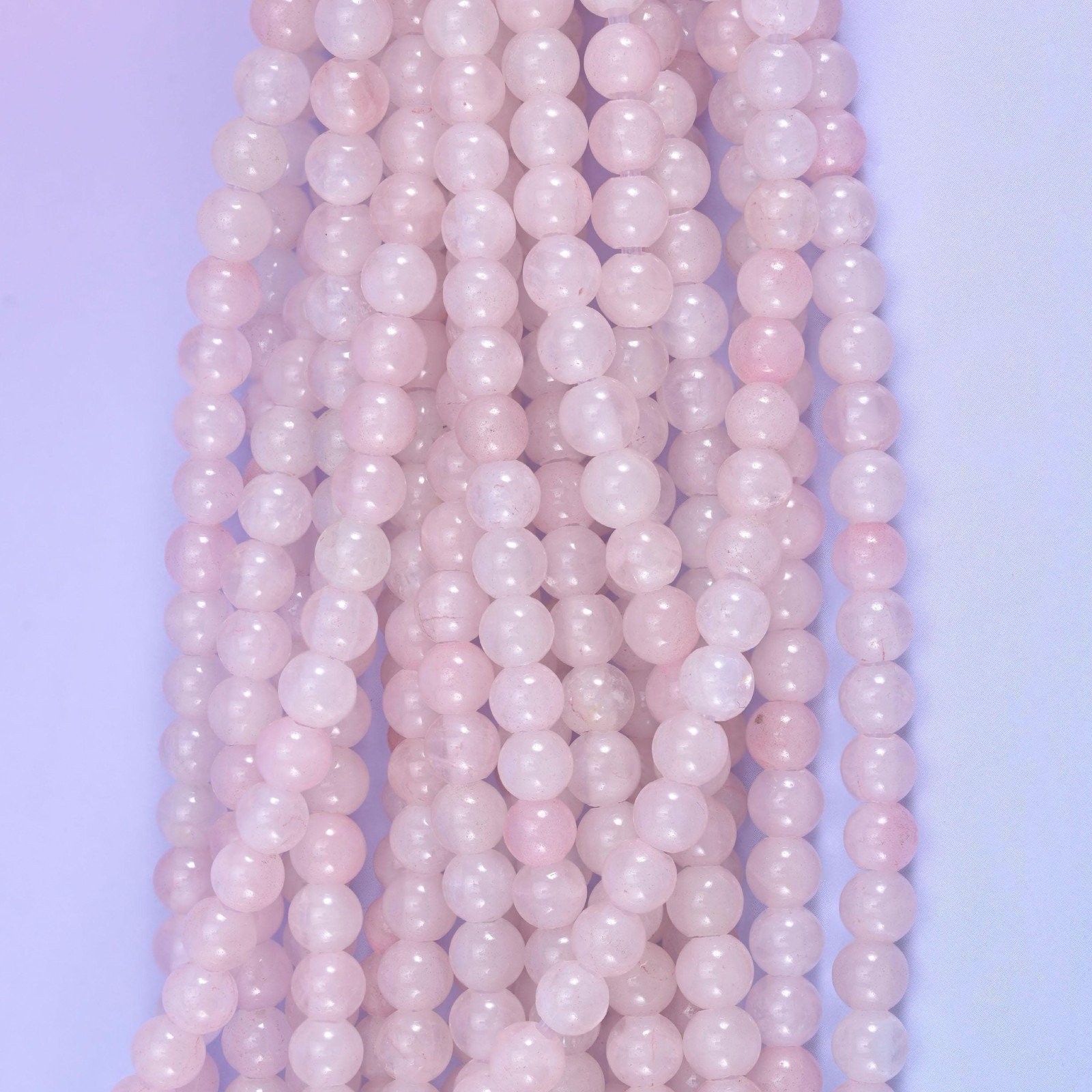 2mm Hole Rose Quartz Smooth Round Beads 6mm 8mm 10mm 8 Inch Strand