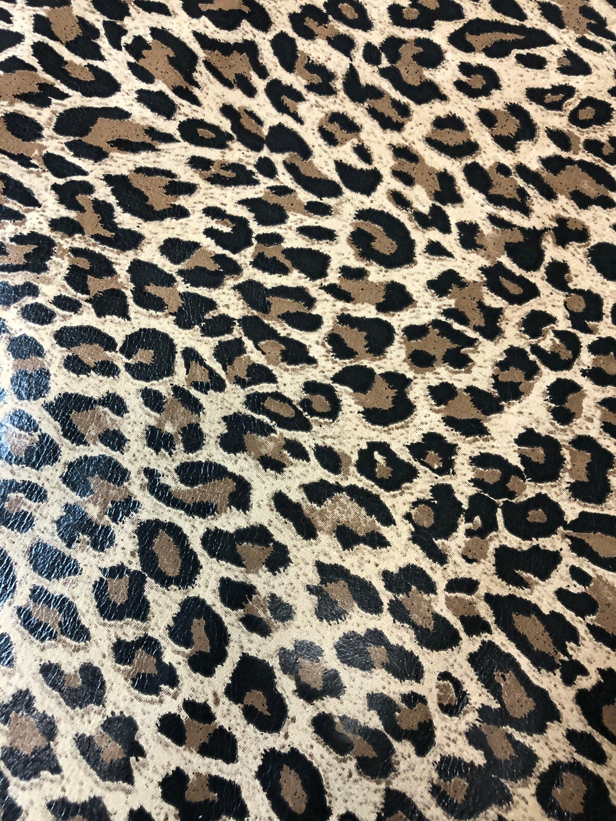 Leopard Beige Printed Shiny Leather – Cut To Size by Square – Cowhide Leather