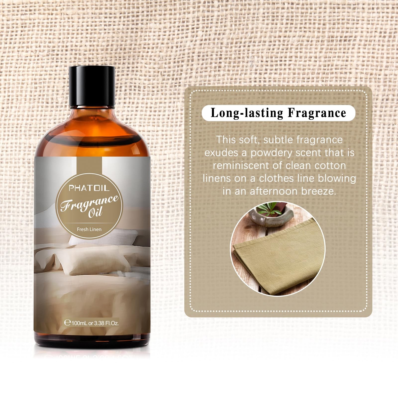 PHATOIL 3.38FL.OZ Fresh Linen Fragrance Oils for 3.38 Fl Oz (Pack of 1)