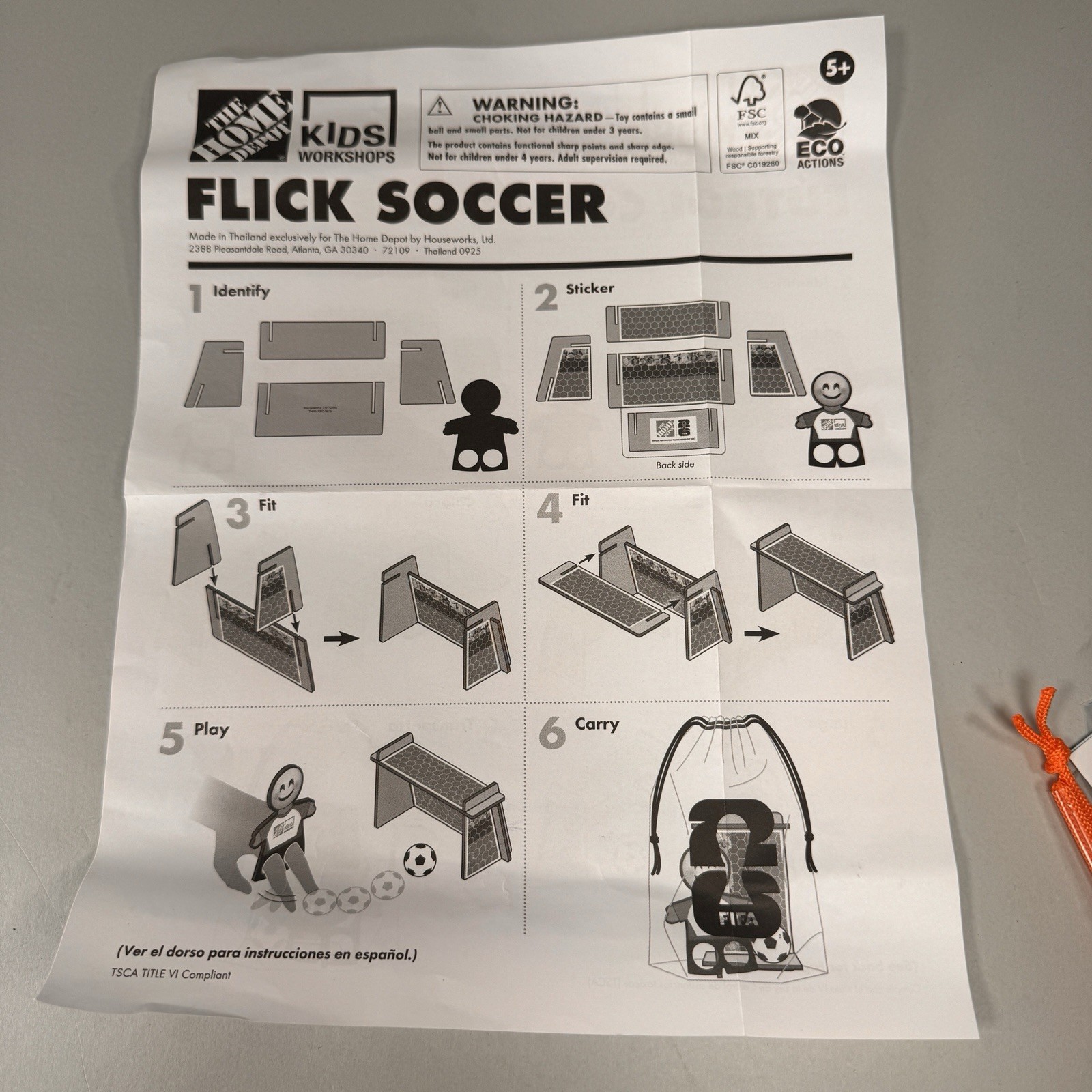 FIFA WORLD CUP Home Depot Kids Workshop Wooden kit called FLICK SOCCER