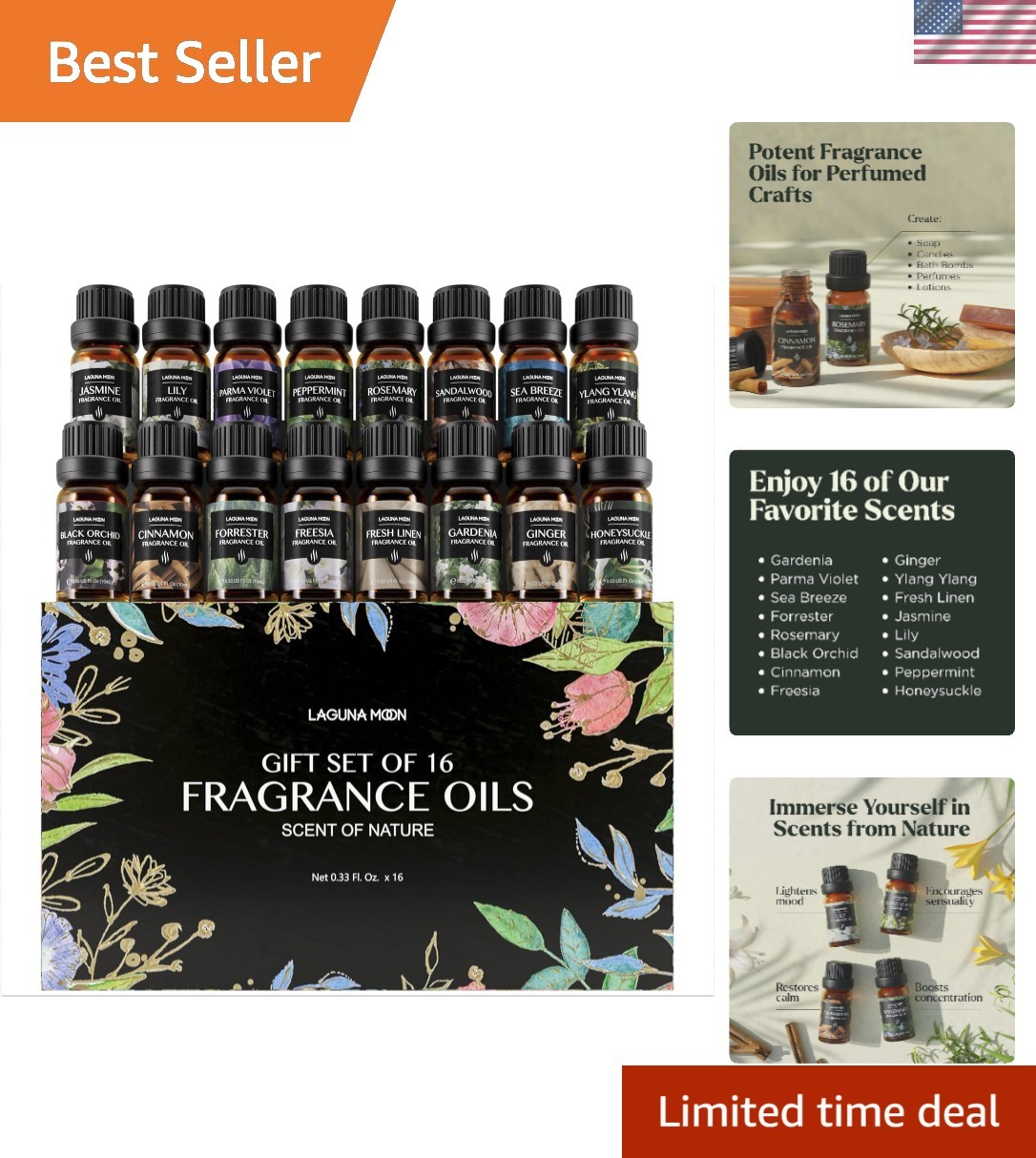 Fragrance Oil Collection – 16 Piece Gift Set for Diffusers, DIY Candle Makin…