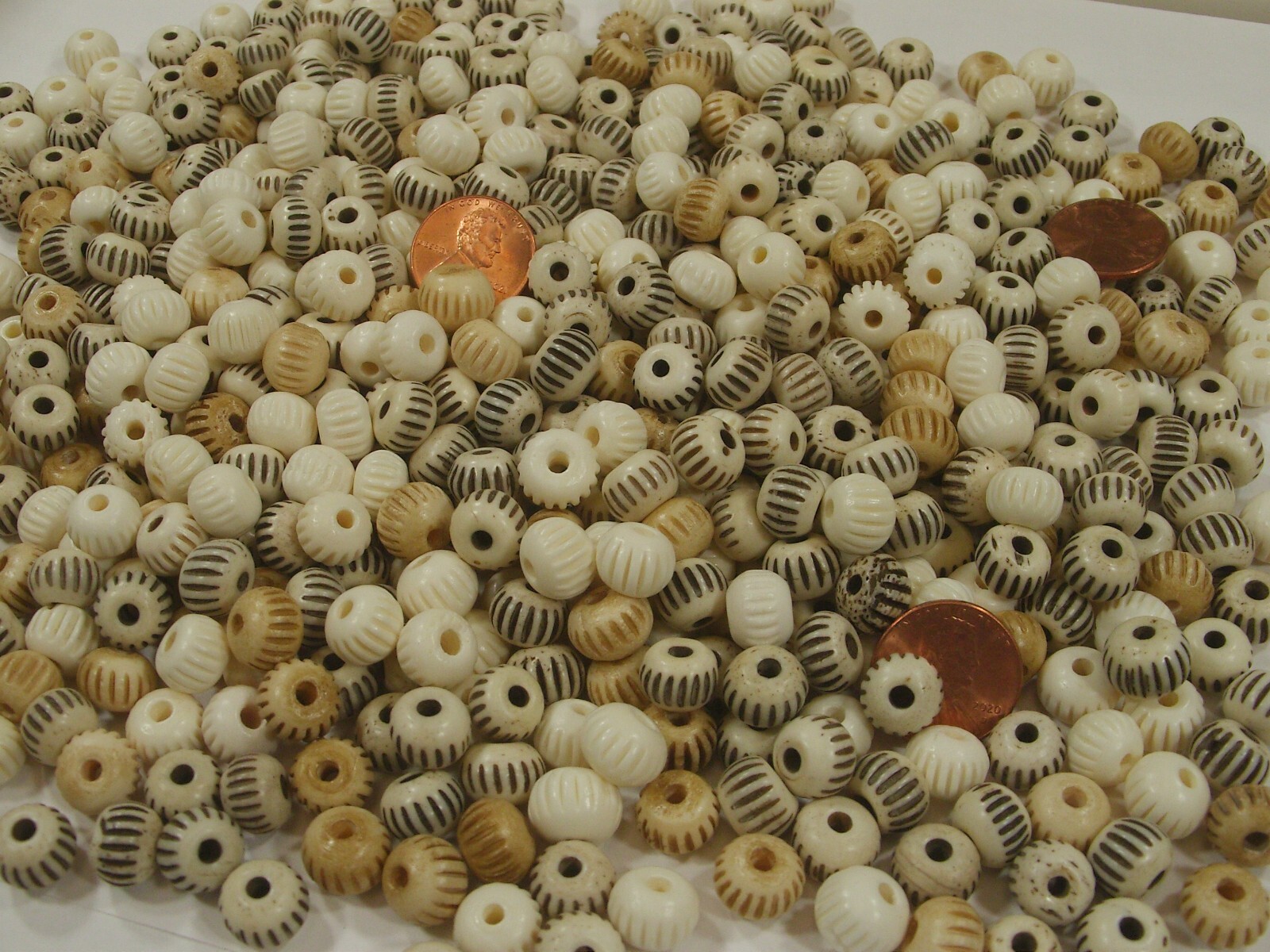 2 Pounds (8mm x 10mm) Rondelle India Handmade Water Buffalo Bone Beads (QPR-58)⭐