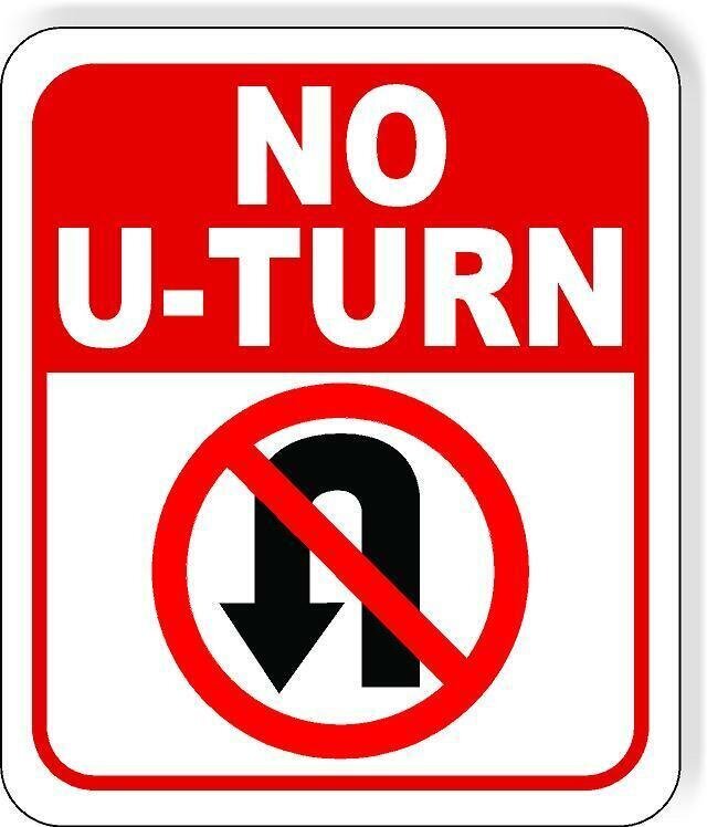 No U-Turn Symbol metal Aluminum composite outdoor sign long-lasting