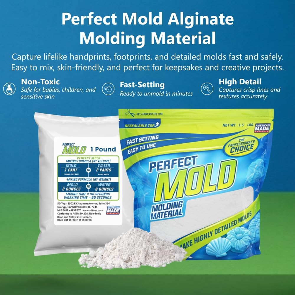 Perfect Mold Alginate Molding Material, Non-Toxic Mold Making Powder for Life Ca