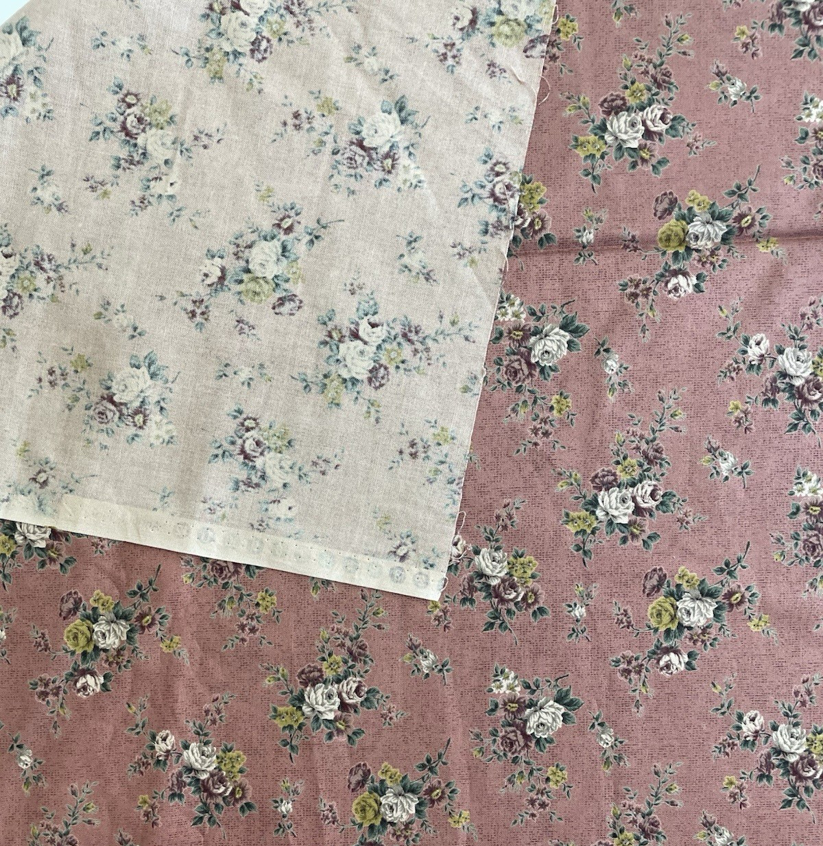 Antique Florals, Fabric Innovations 3 yd. dusty rose bouquet cotton quilt fabric