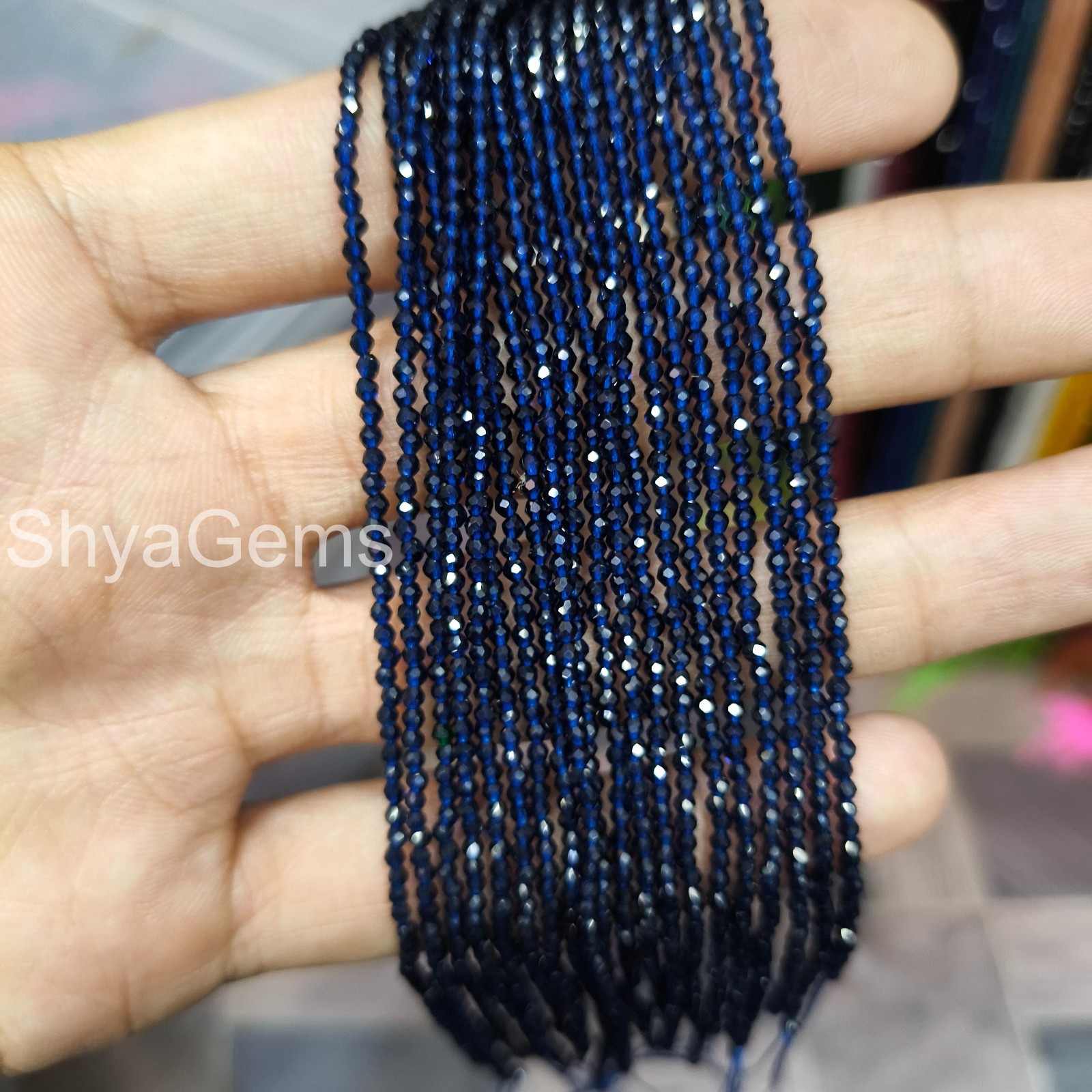 AAA Natural Blue Sapphire Gemstone Beads, Genuine Natural Sapphire Beads, 2mm