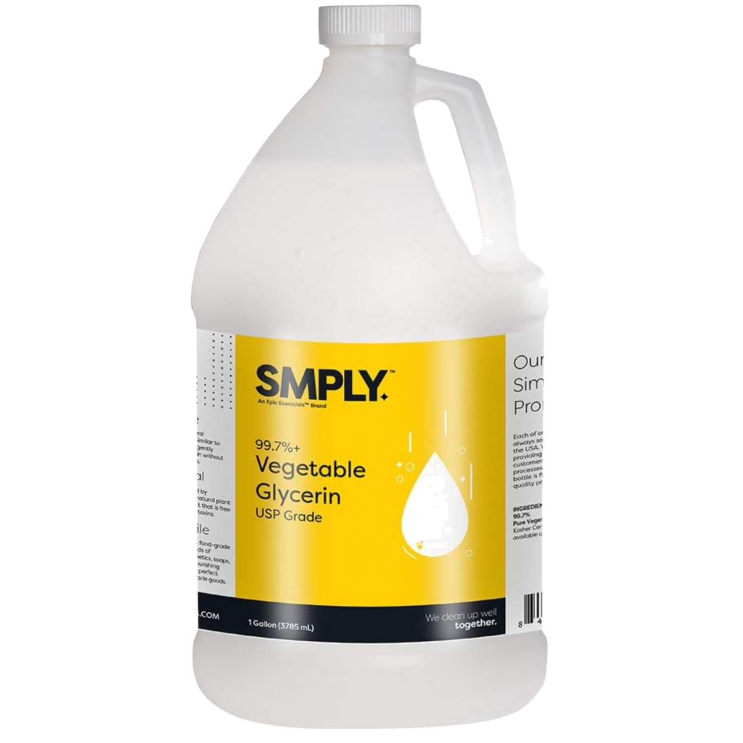 SMPLY. 99.7% Pure Food Grade Vegetable Glycerin, 1 Gallon