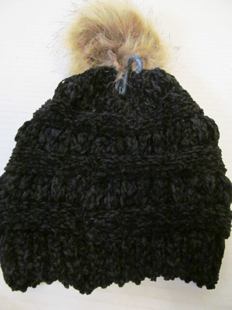 David & Young Cruelty-Free Vegan Faux Fur Knit Hats, Burgundy, Green or Black