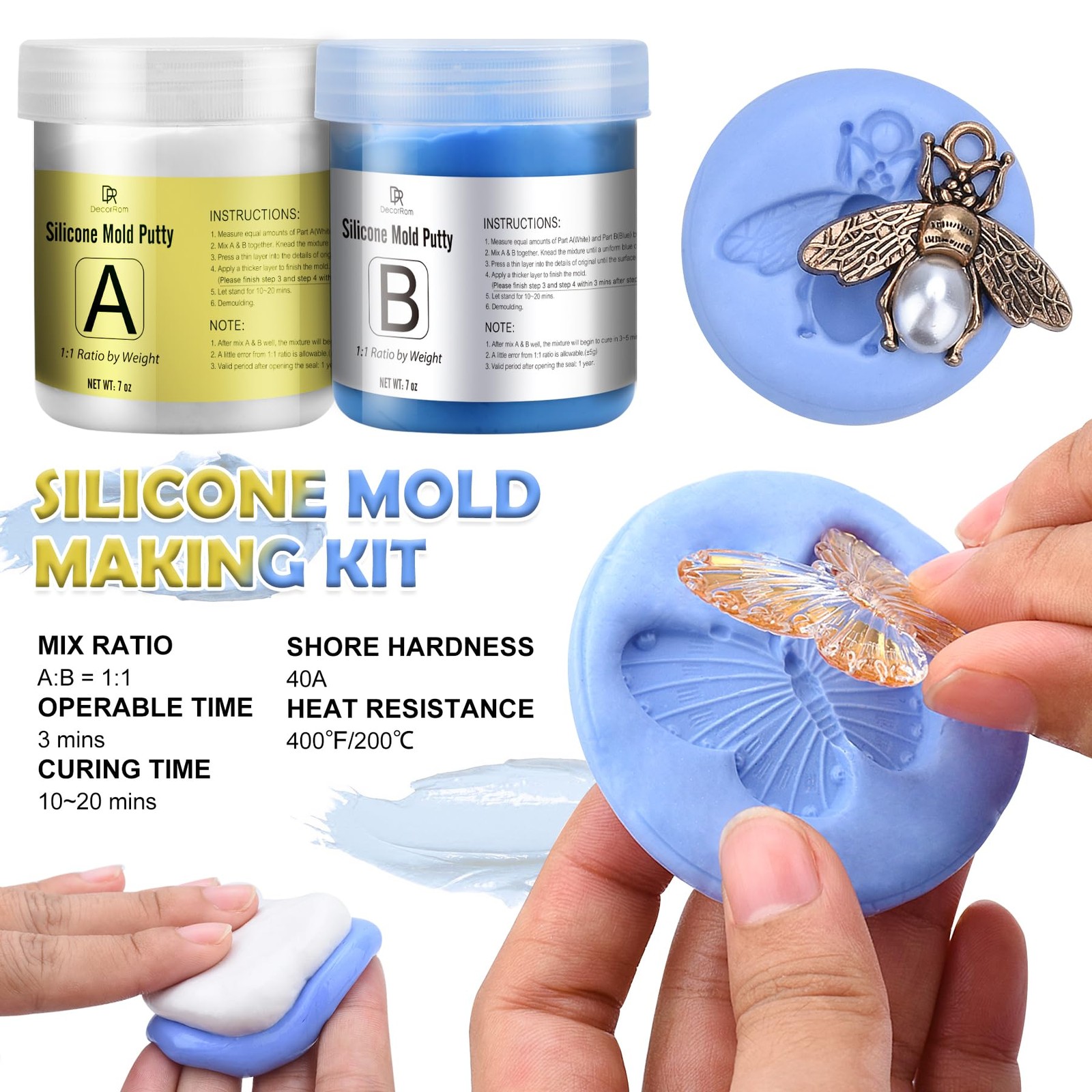 Silicone Putty – 7/8 LB Flexible Mold Making Kit – 400g