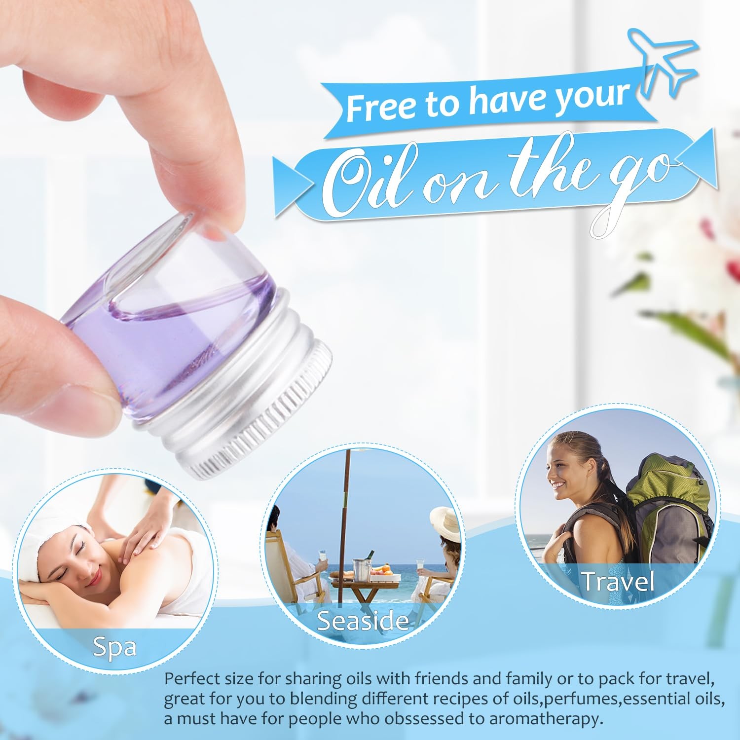 50 Pack,10ml Clear Glass Essential Oil Bottle,Empty Travel Glass Liquid Sampl…