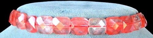 Cherry Quartz (Lab) Faceted Square Bead 16″ Strand | 10x10mm | 39 Beads |