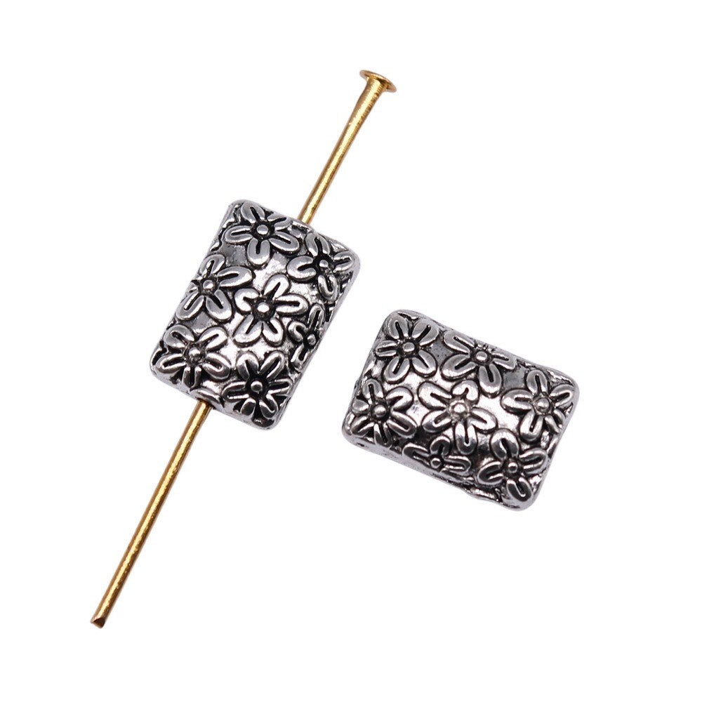 20pcs 12x9mm Tibetan Silver Alloy Charm Floral 2Side Small Hole Bead h3911