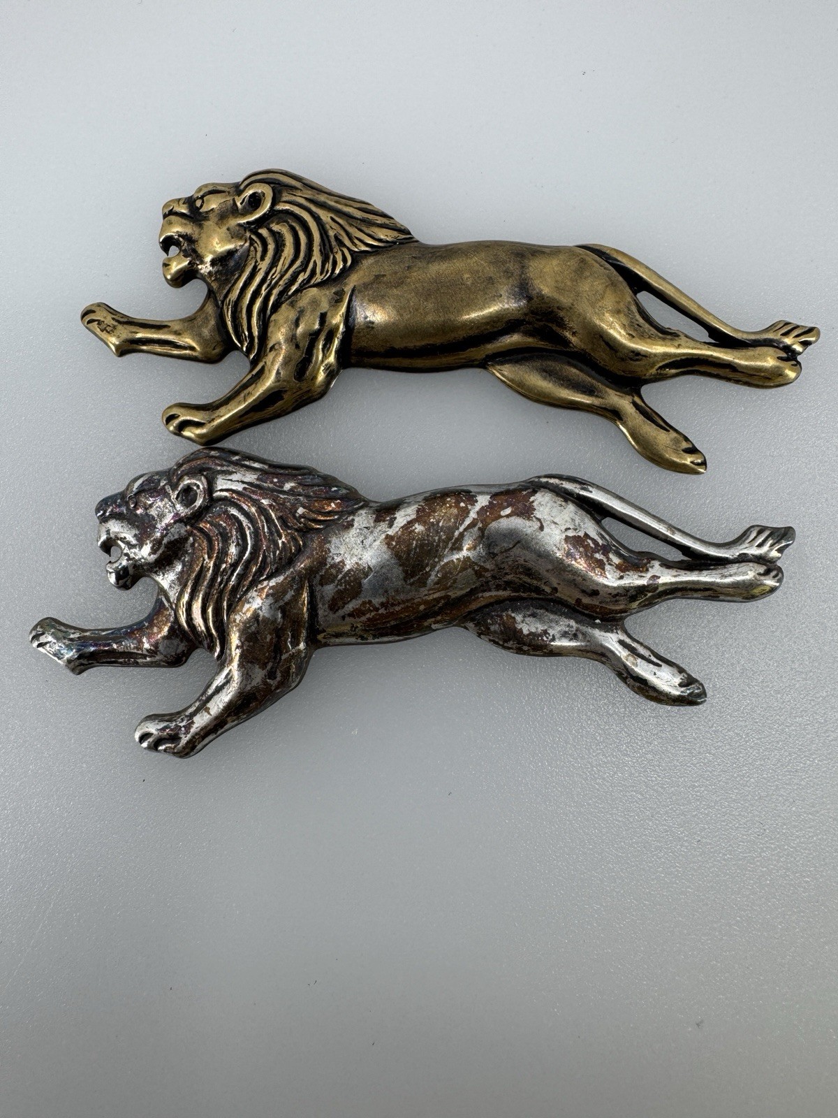 Large Running Lion Stamping Lot Silver and Brass Tone