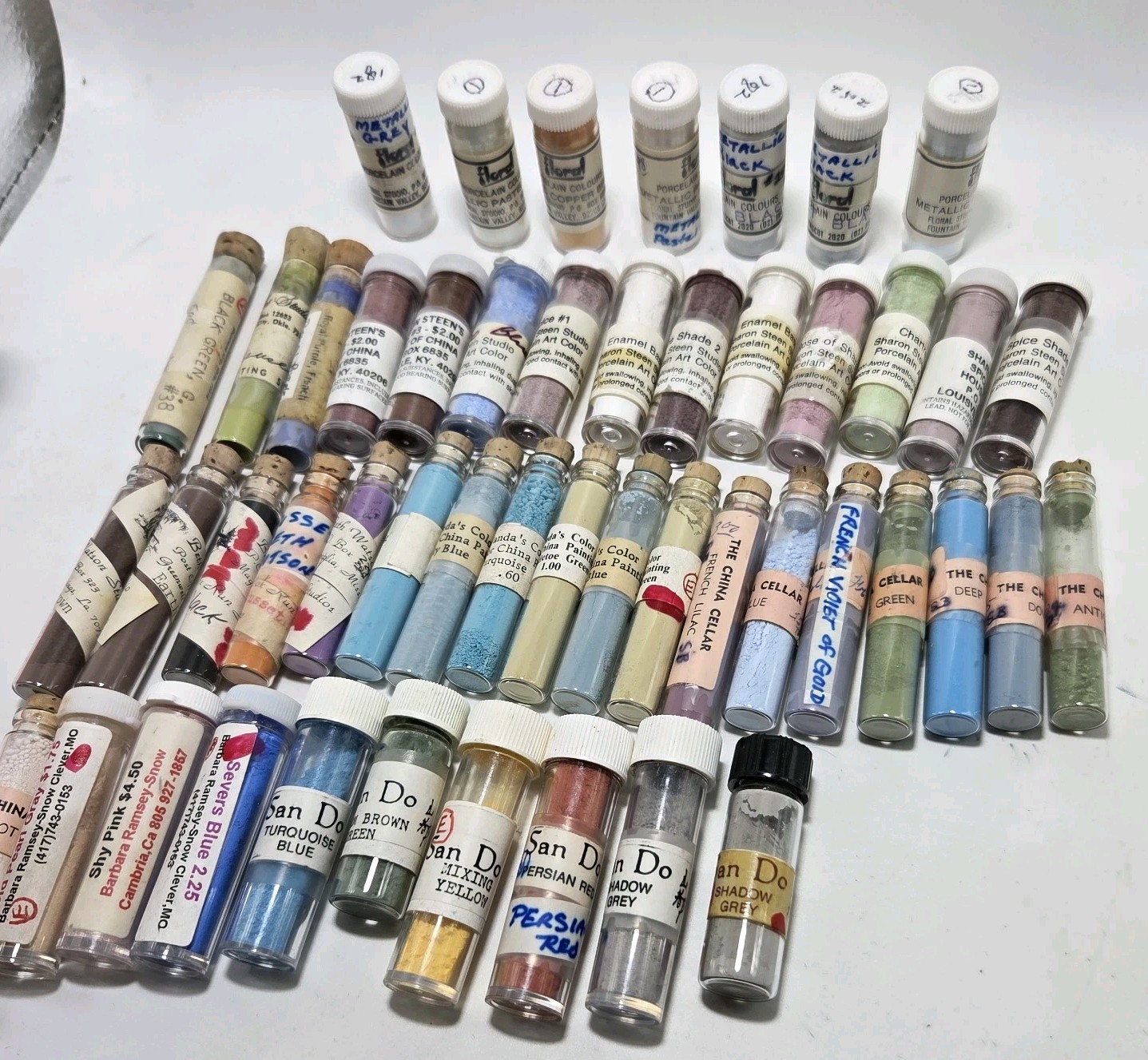 VTG Lot Of 49 China Paint Porcelain Dry Powder Various Manufacturers W/Metallics