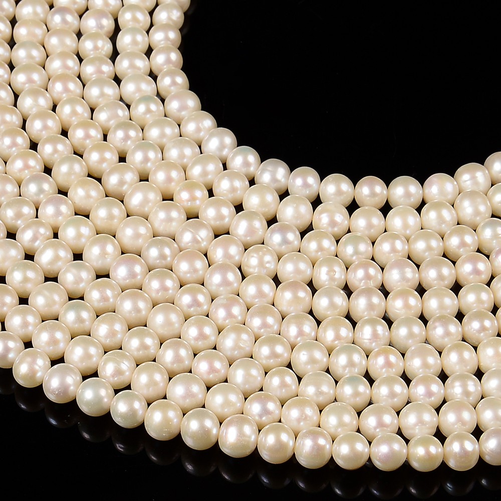 Ivory white Baroque Freshwater Pearl AAA Potato Round 7MM 8MM Loose Beads (S37)