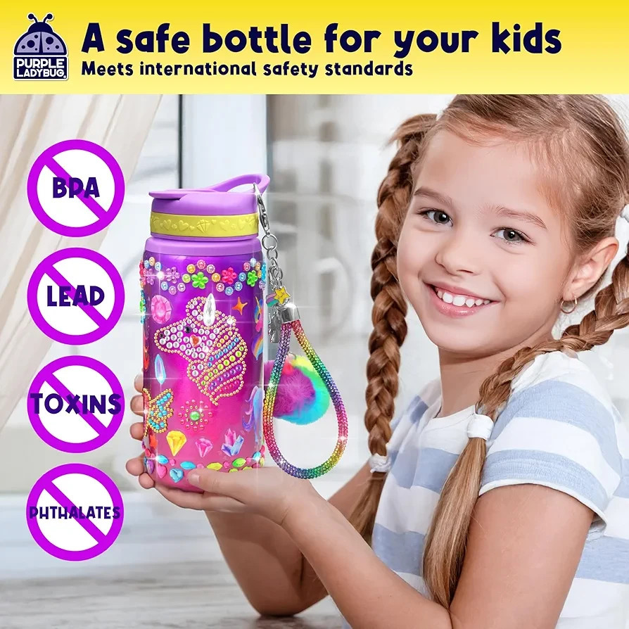 Purple Ladybug DIY Unicorn Water Bottle Kit – Girls Craft Gift Ages 5-10