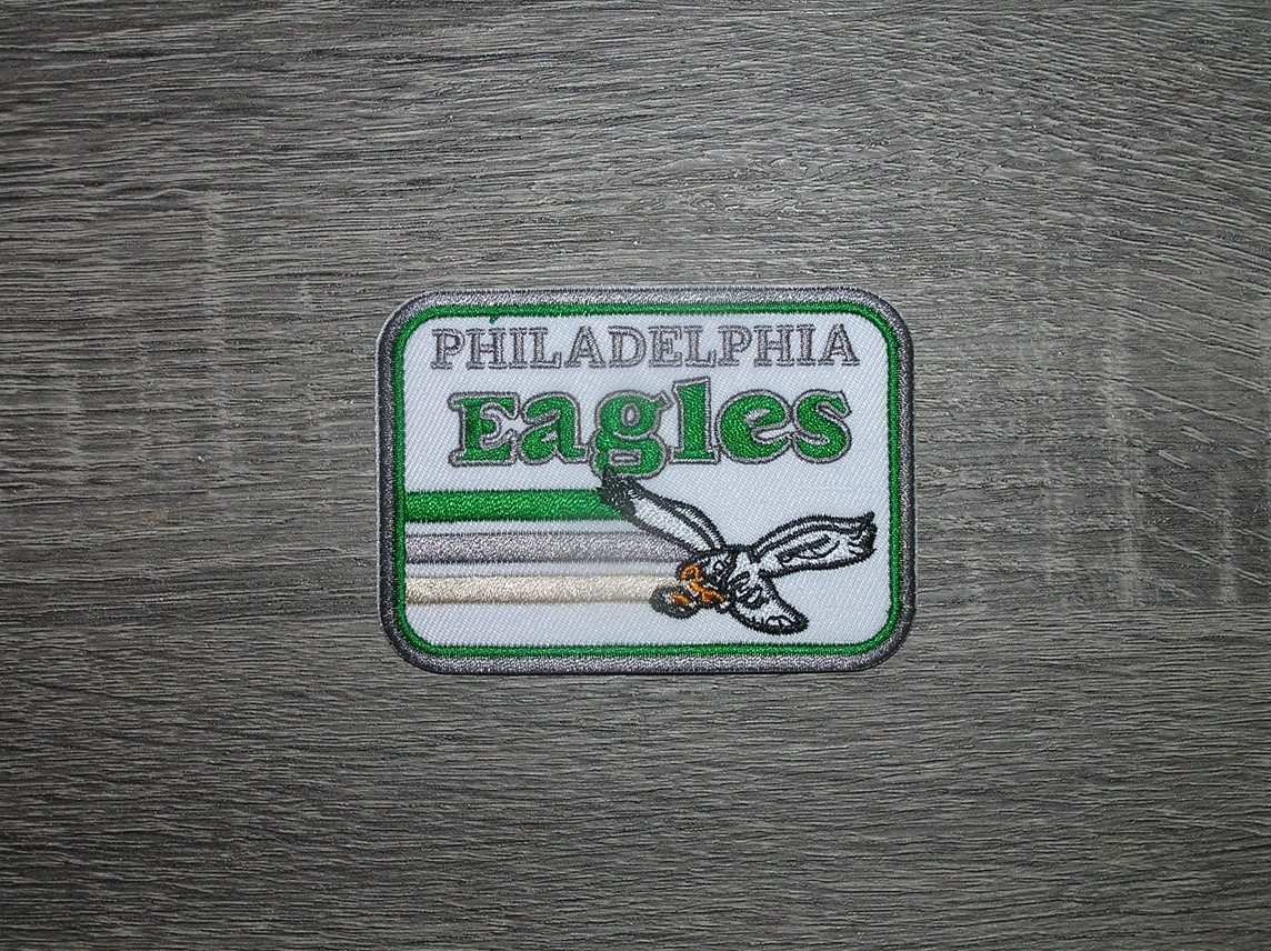 Philadelphia Eagles Retro Logo Rectangle Embroidered Iron On Patch 3.5″ x 2.5″
