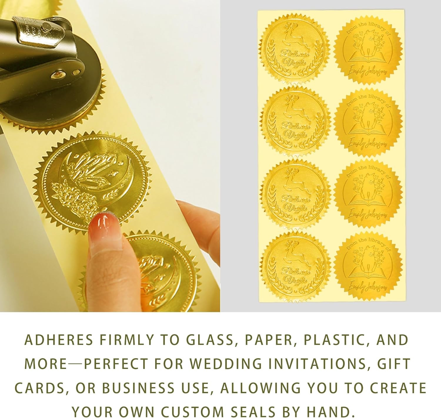 200 Pcs 2 Inch Embossing Stickers Gold Metallic Seals Certificate Sealing Labels