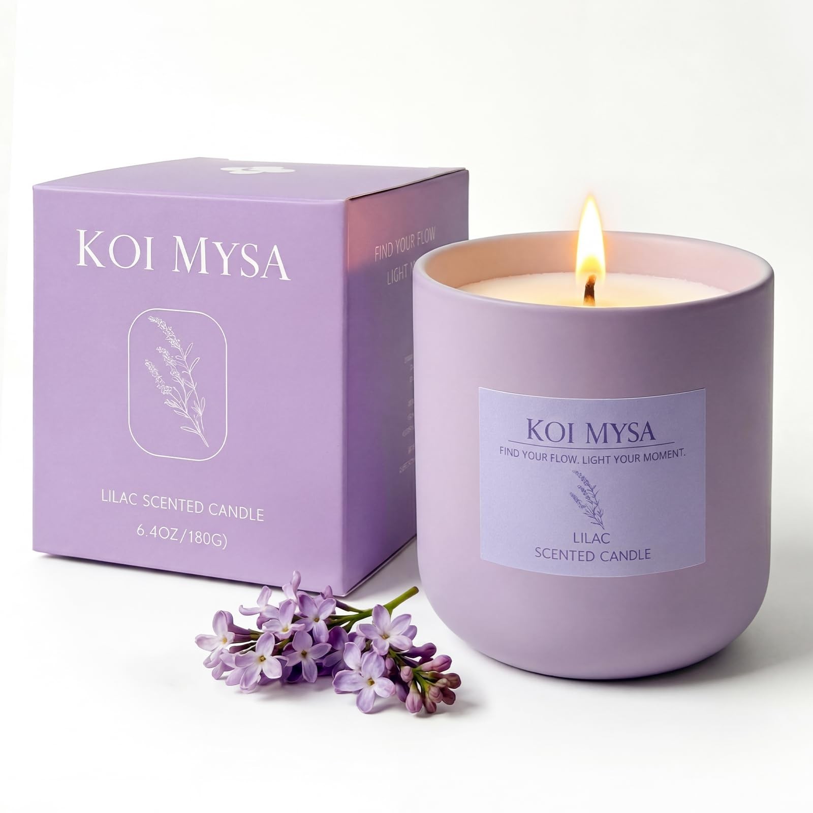 Lilac Blossoms Natural Soy Candle Non Toxic for Home Scented, Purple Aromathe…
