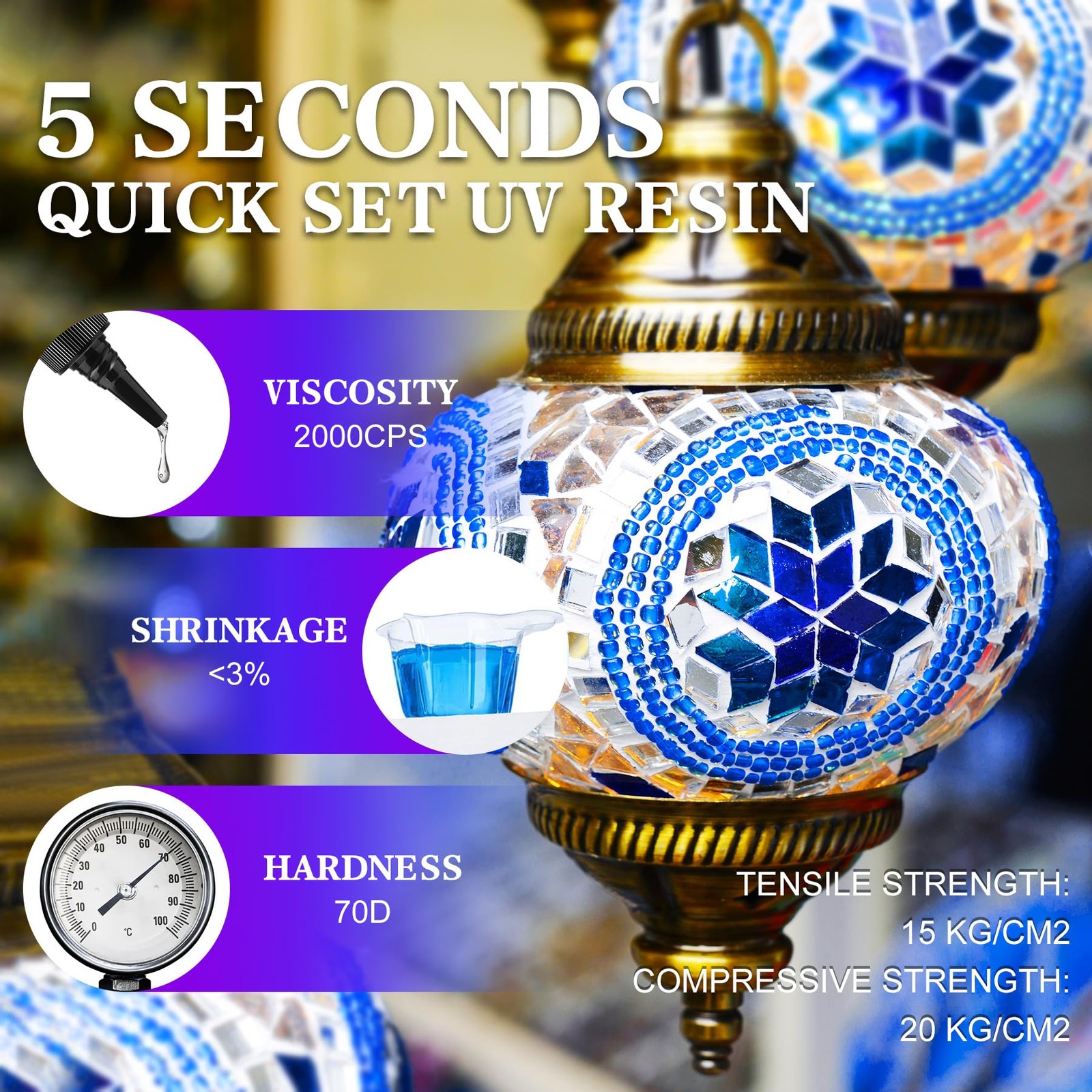 UV Resin Kit with Light, 60g Glue for Bonding & Curing in Transparent