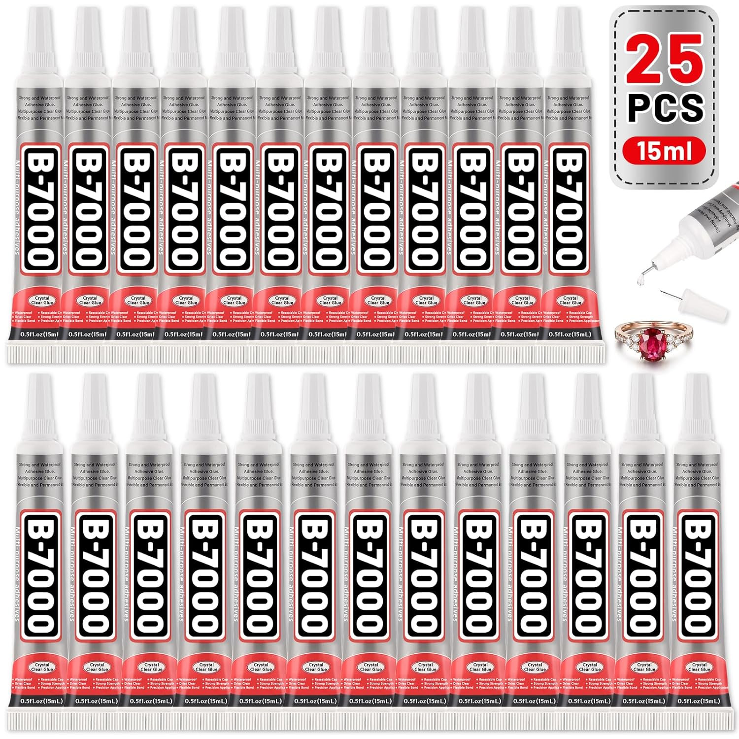B-7000 Glue Clear for Rhinestone Crafts, Jewelry and Bead Adhesive B7000 Semi Fl