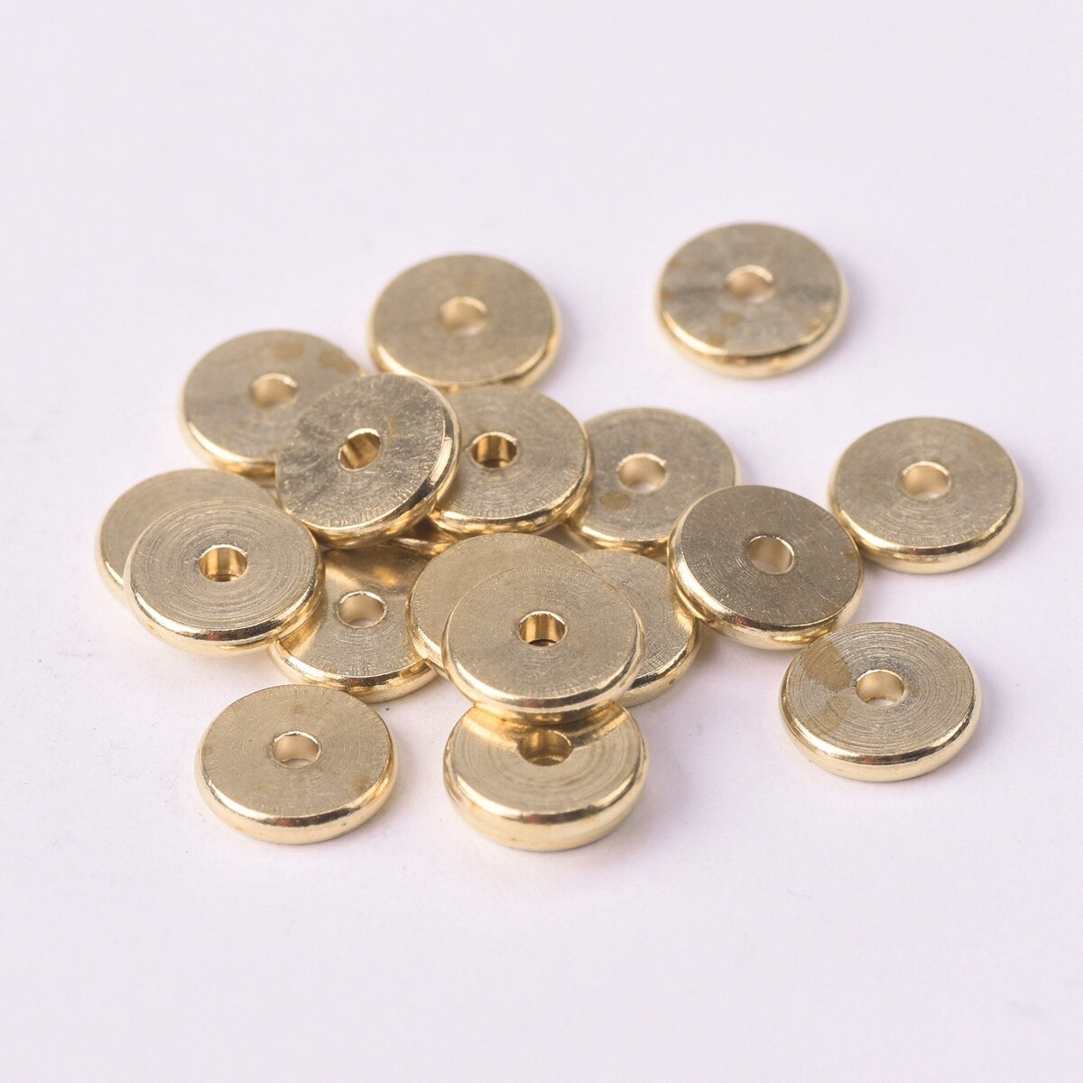 Flat Gold/Silver/Rose Gold Round 4/5/6/7/8/10/12/14mm Brass Metal Loose Beads