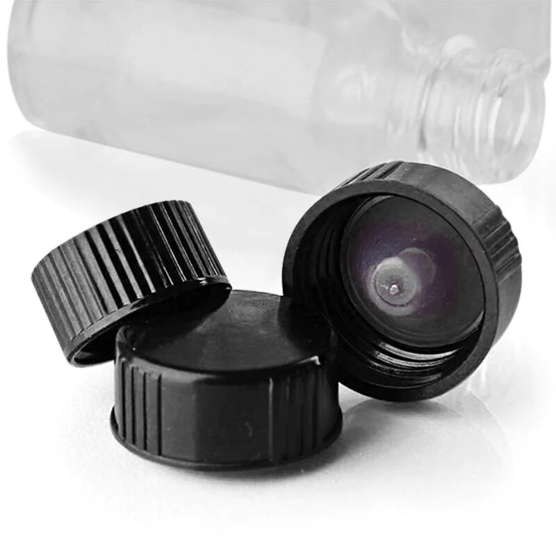 288 1 OZ 30ML CLEAR BOSTON ROUND GLASS BOTTLES WITH CLOSED CONED CAPS
