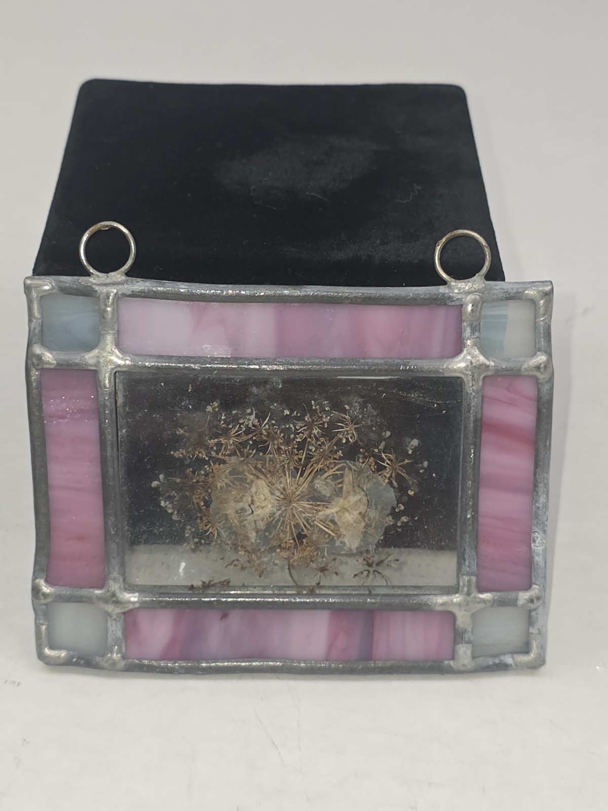 Vintage Pressed Dried Flowers In Leaded Glass And Double Frame. Sun Catcher