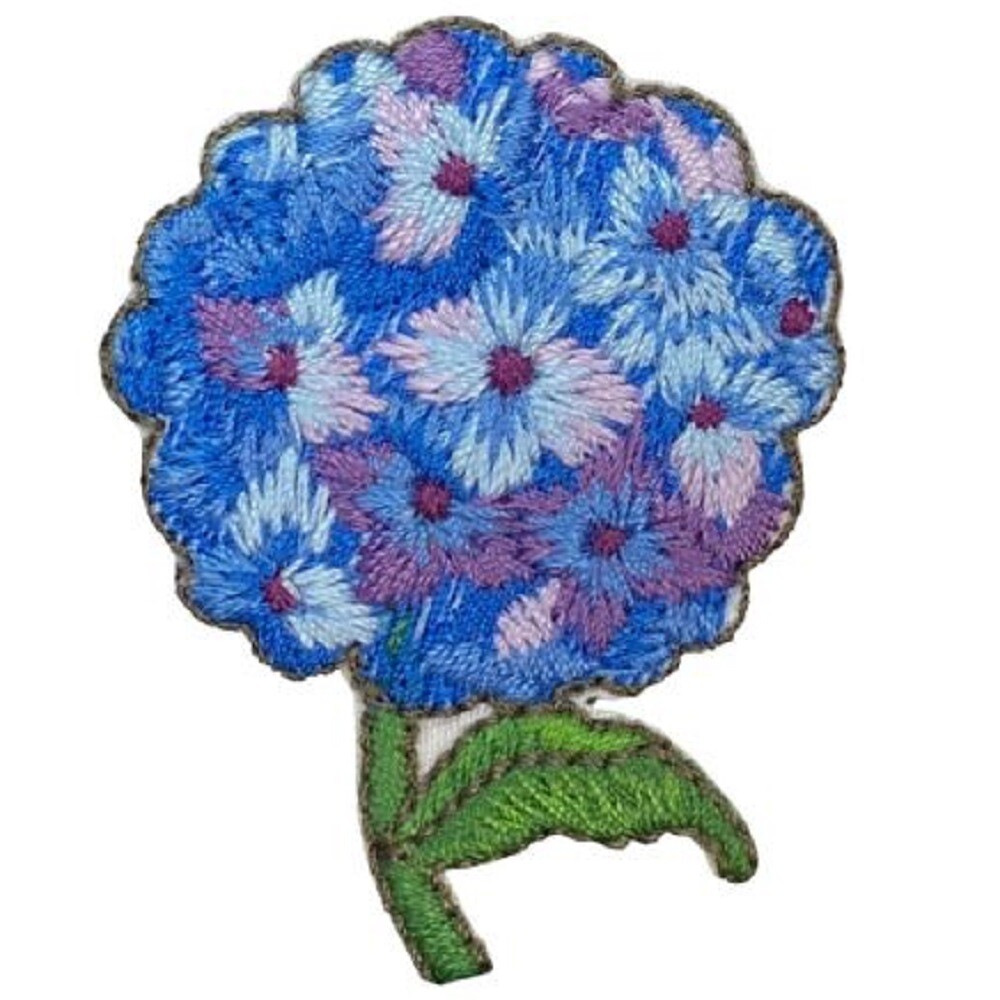Hydrangea Applique Patch – Flower, Bloom, Gardening Badge 1.75″ (Iron on)