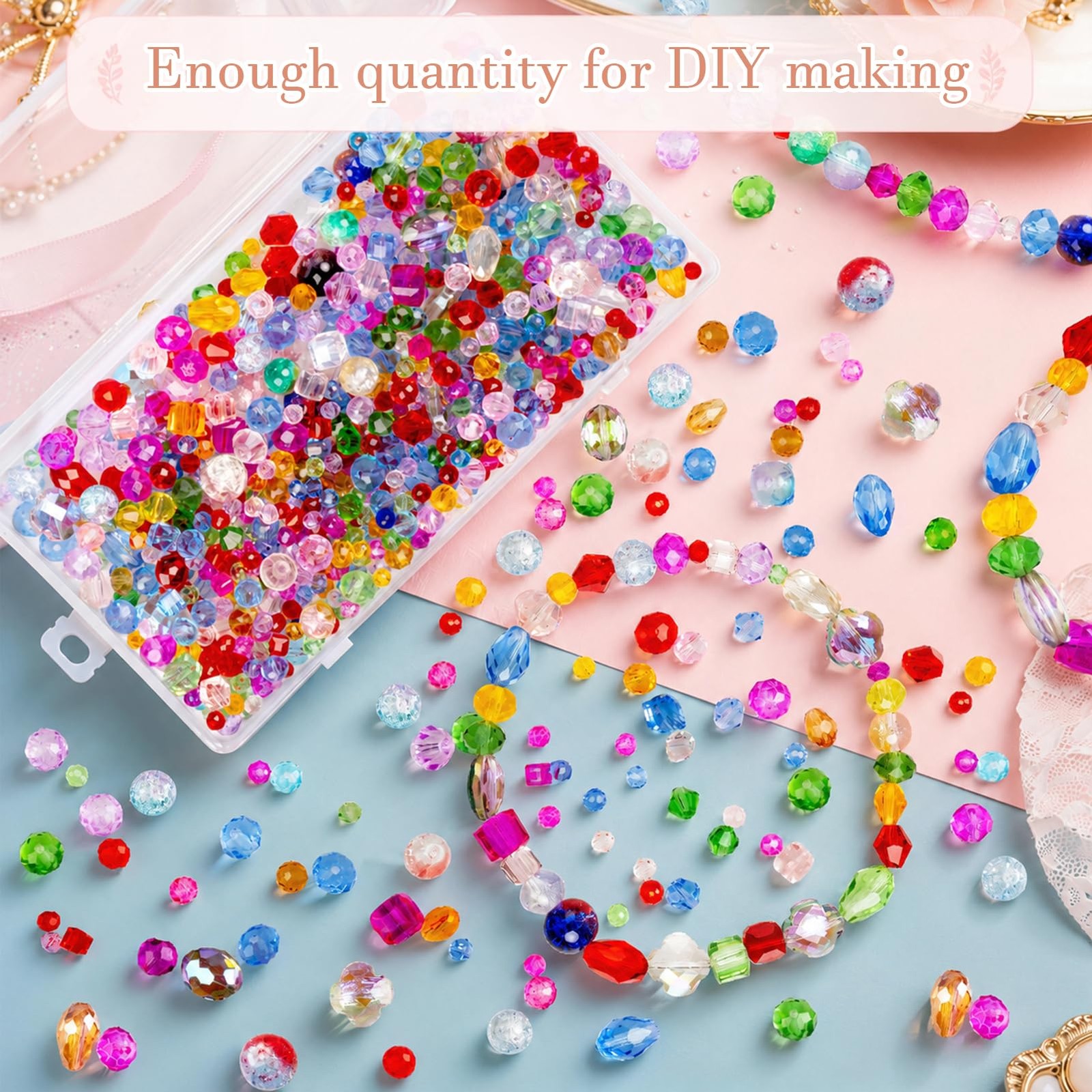 636pcs Glass Beads for Jewelry Making 636pcs, Colorful Rainbow Crystal