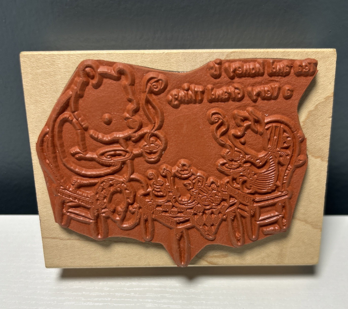 Vintage Disney Tea And Honey Winnie the Pooh 764J Wood Stamp New