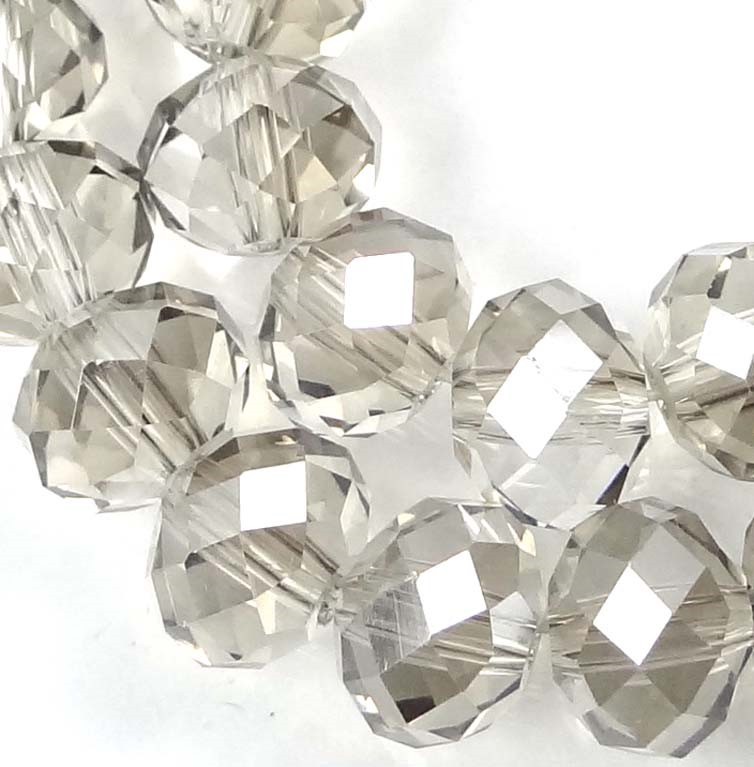 8x6mm Light Smoky Glass Quartz Faceted Rondelle Beads 16″