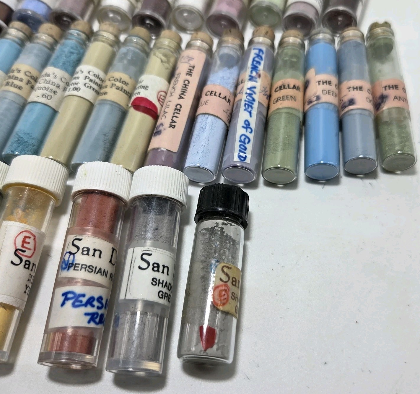VTG Lot Of 49 China Paint Porcelain Dry Powder Various Manufacturers W/Metallics