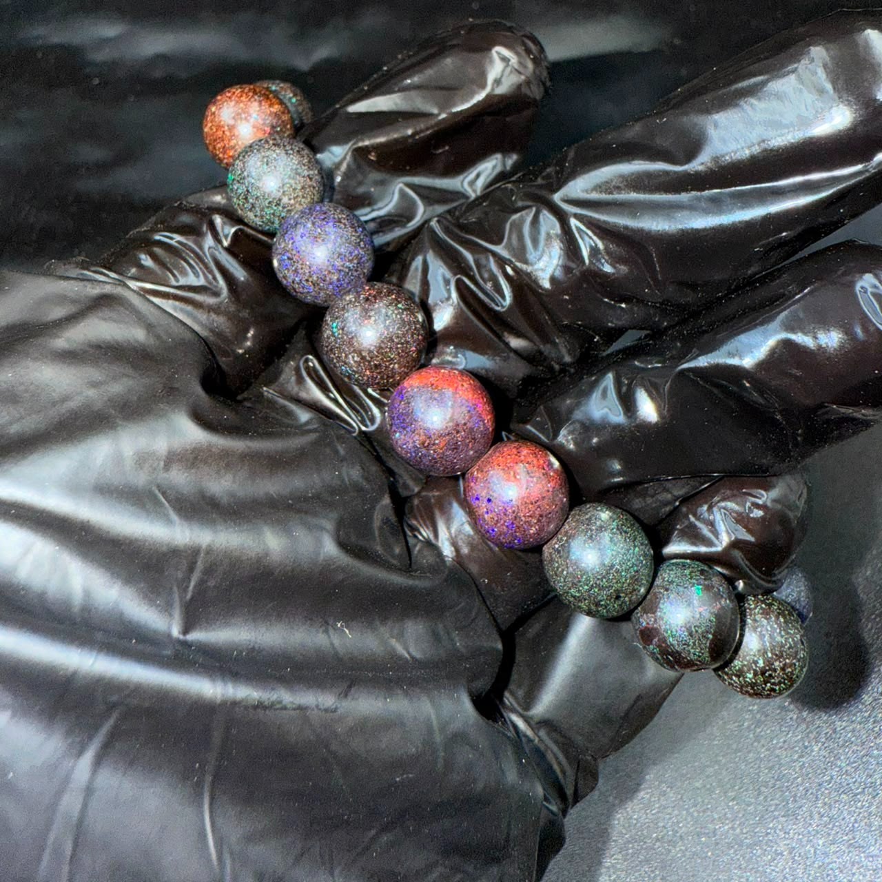 101.CT Natural Matrix Opal Beaded Bracelet 10X10MM| Multi Fire Gemstone Jewelry