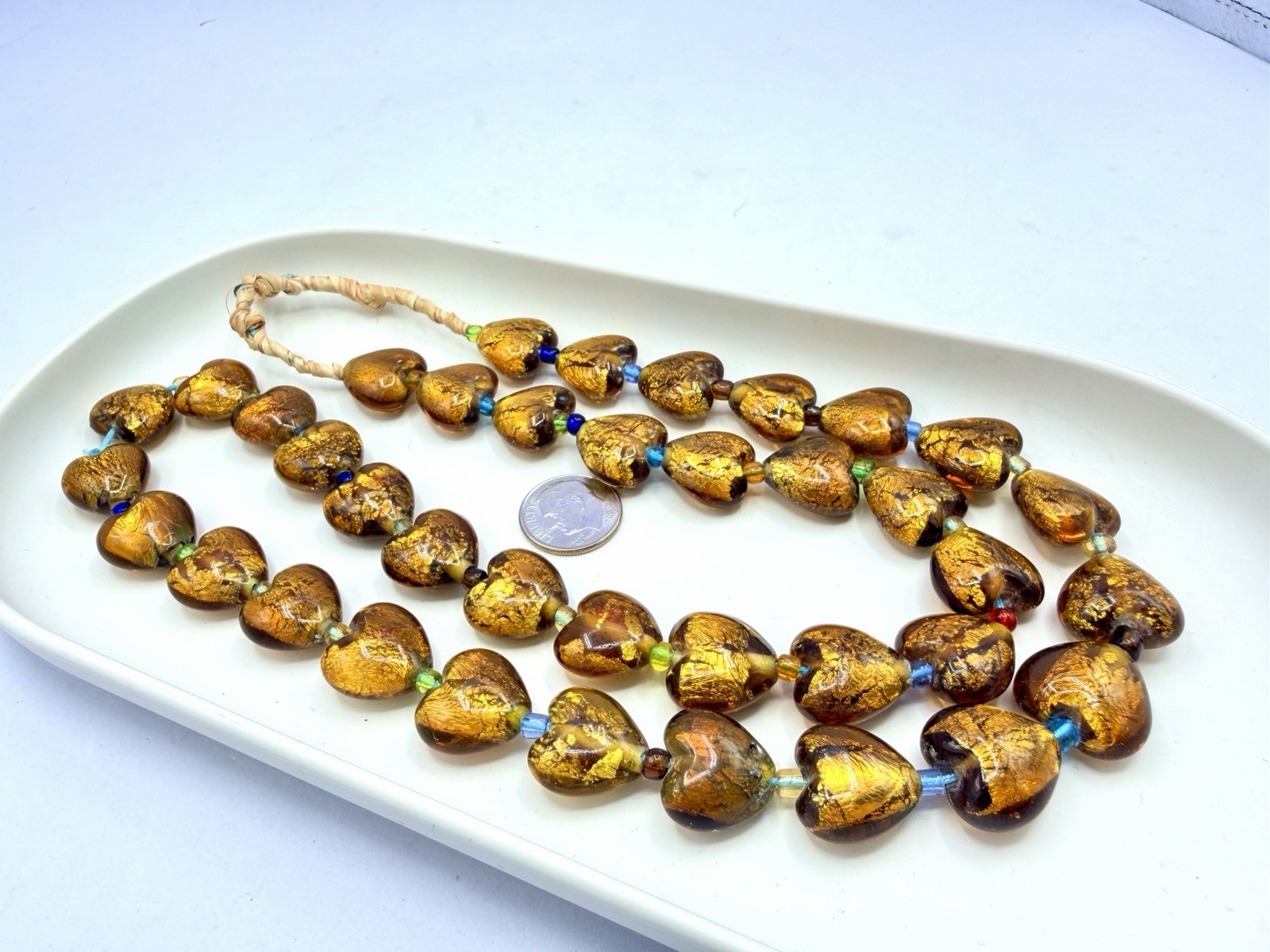 38 Pcs Brown Amber Glass Foiled Puffed Heart Beads 16mm Artisan Jewelry Making