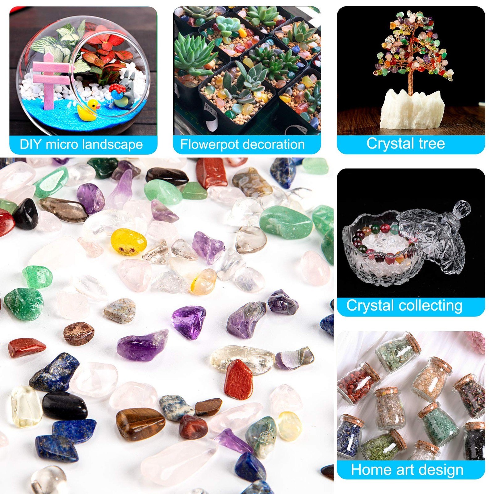 Assorted Stone Tumbled Chips Stone Crushed Crystal Quartz Irregular Shaped St…