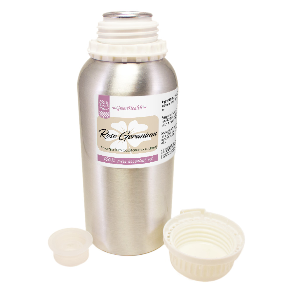 16 fl oz Rose Geranium Essential Oil (100% Pure & Natural) in Aluminum Bottle