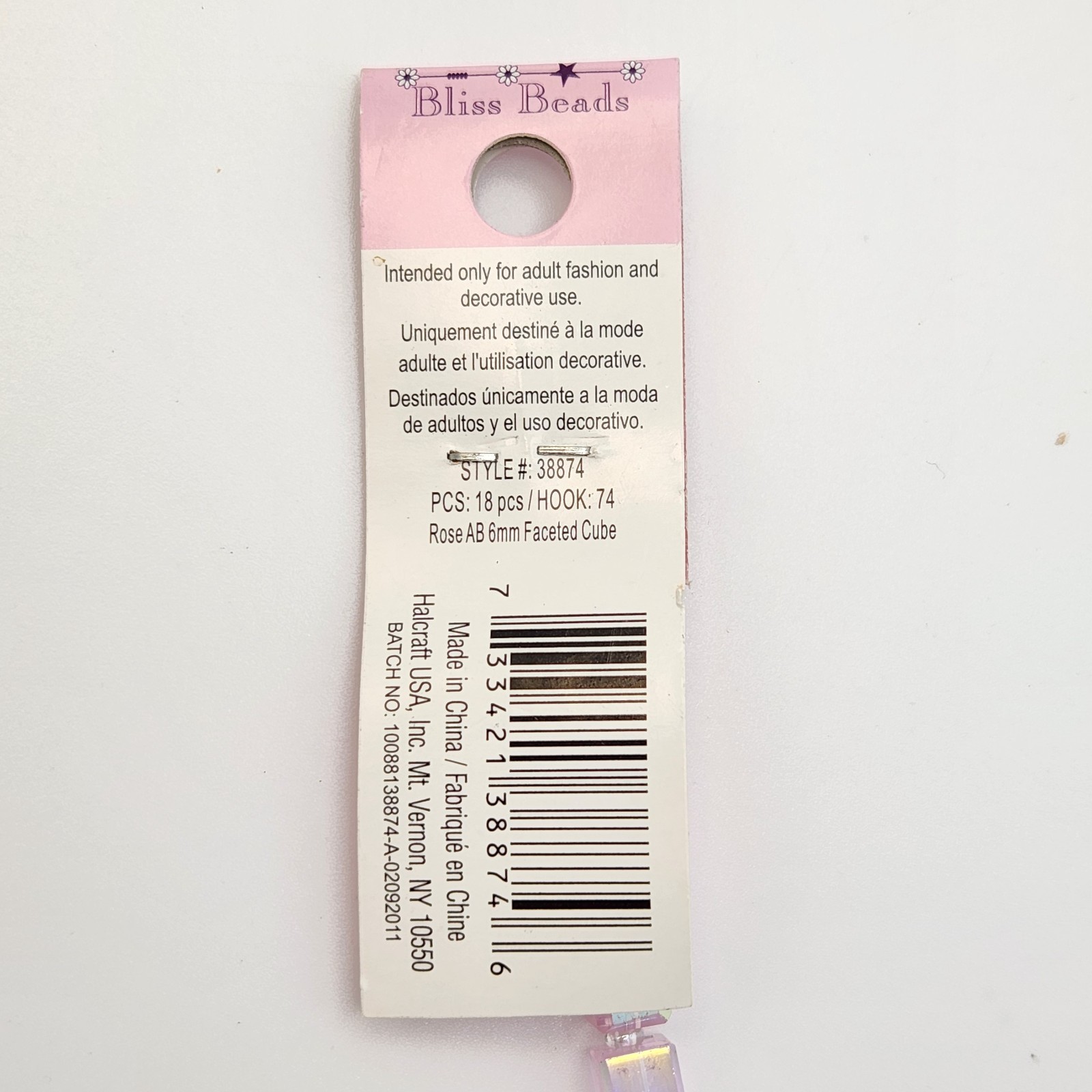 Bliss Beads Bead Strand Rose Pink AB Iridescent Square Faceted