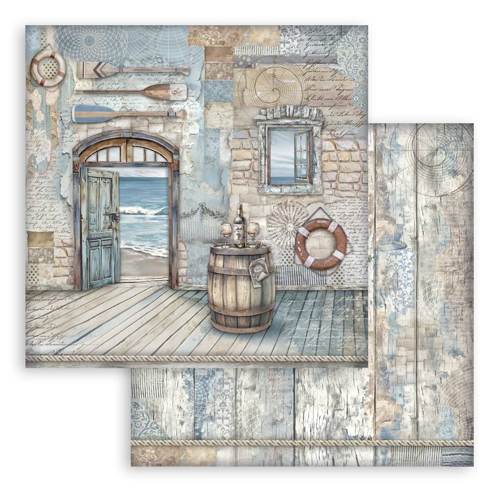 Stamperia SILENT SEA 8×8 Paper Pad 10 Sheets Mixed Media Beach Nautical SBBS125