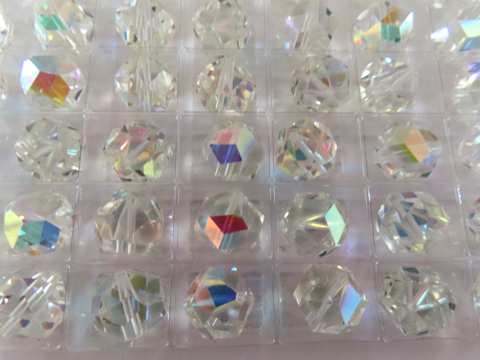 Factory Box 48 Vintage Swarovski Machine cut Beads 11mm Crystal AB. #371 MINT!