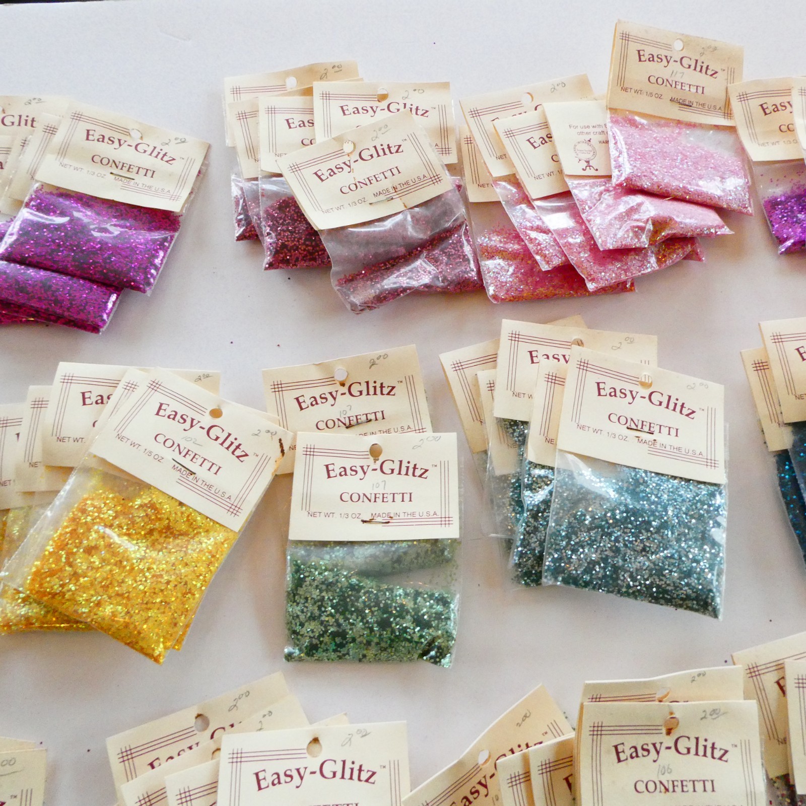 Vintage Glitter Easy-Glitz Confetti Hug Lot of 99 pkgs 0.3 oz each Made in USA