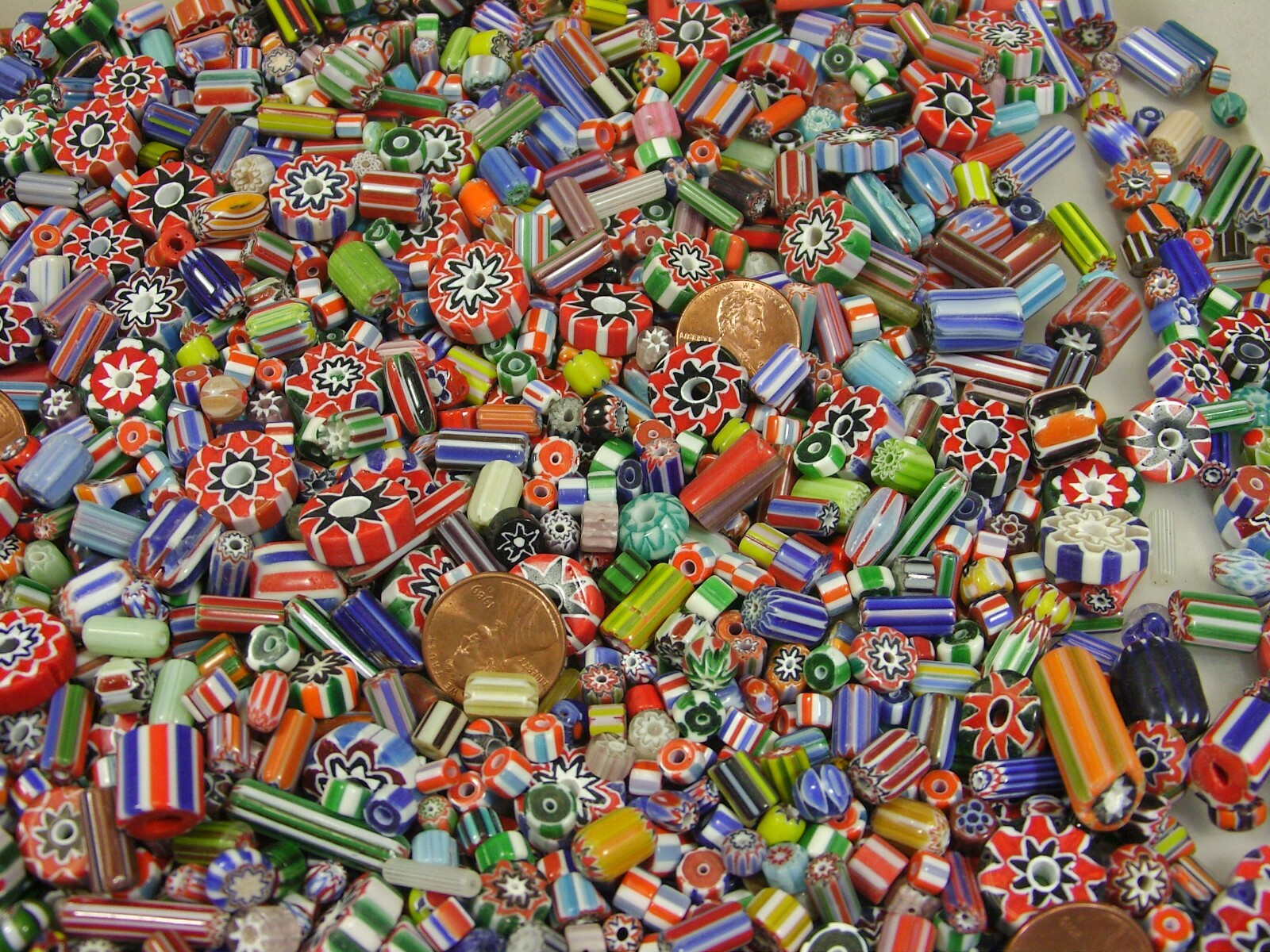 2 Pounds Assorted Shapes & Sizes India Handmade Chevron Glass Beads Lot (KK-87)