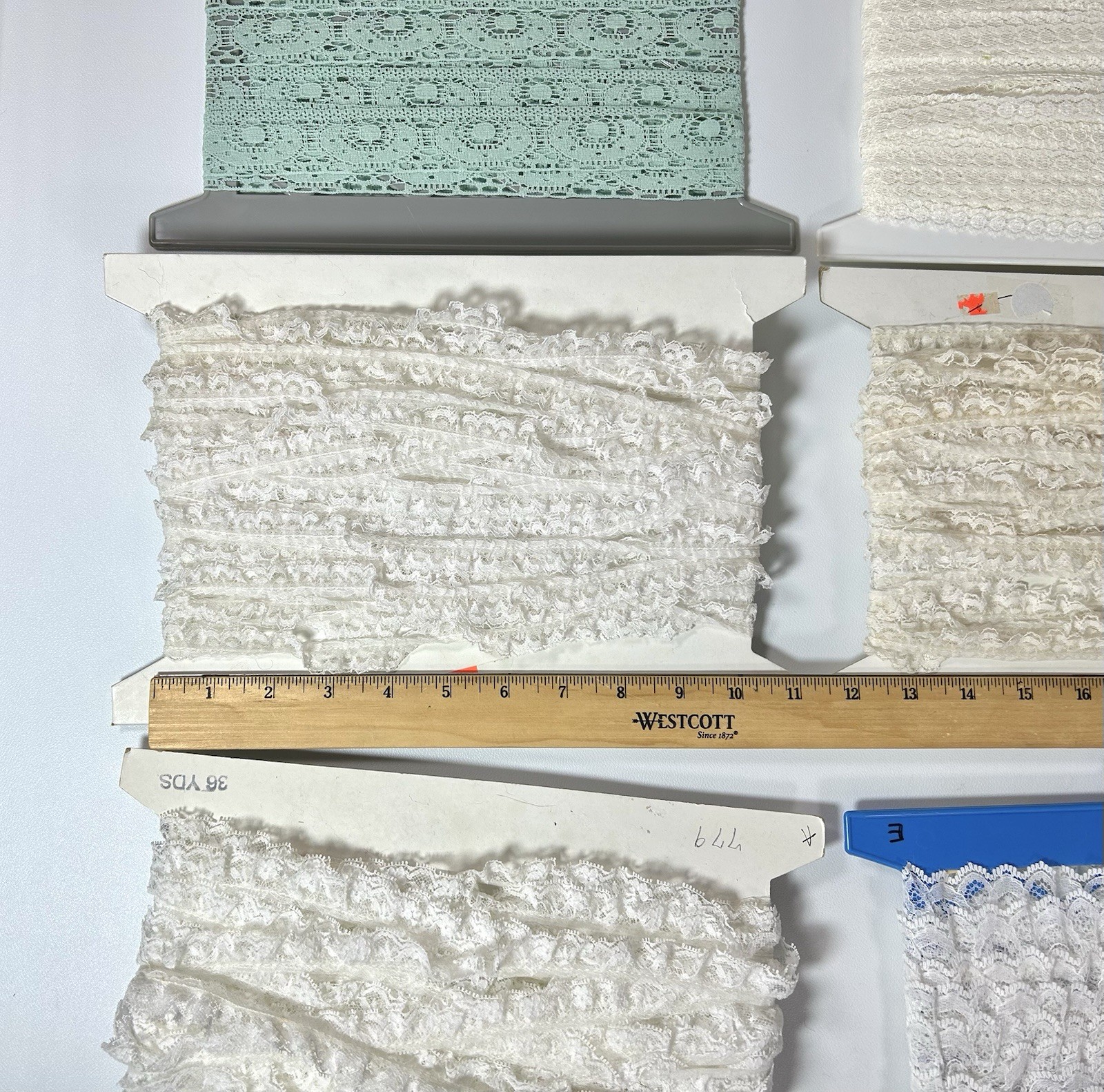 Vintage Ruffled Lace Trim Lot Stretch Craft Fabric Unknown Measurements