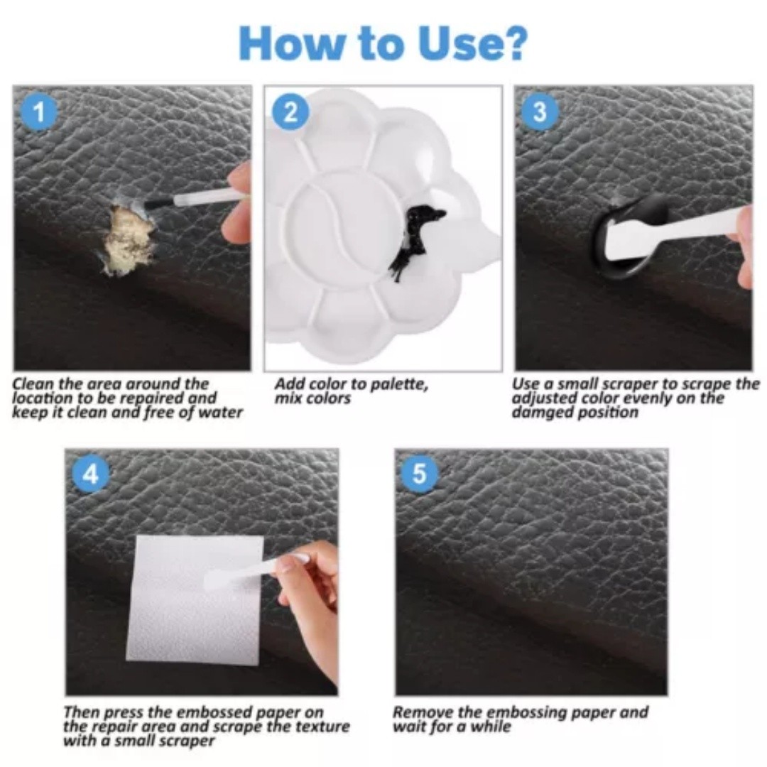Advanced Leather Repair Kit Filler Leather Repair Patch Black For Car Seat Sofa