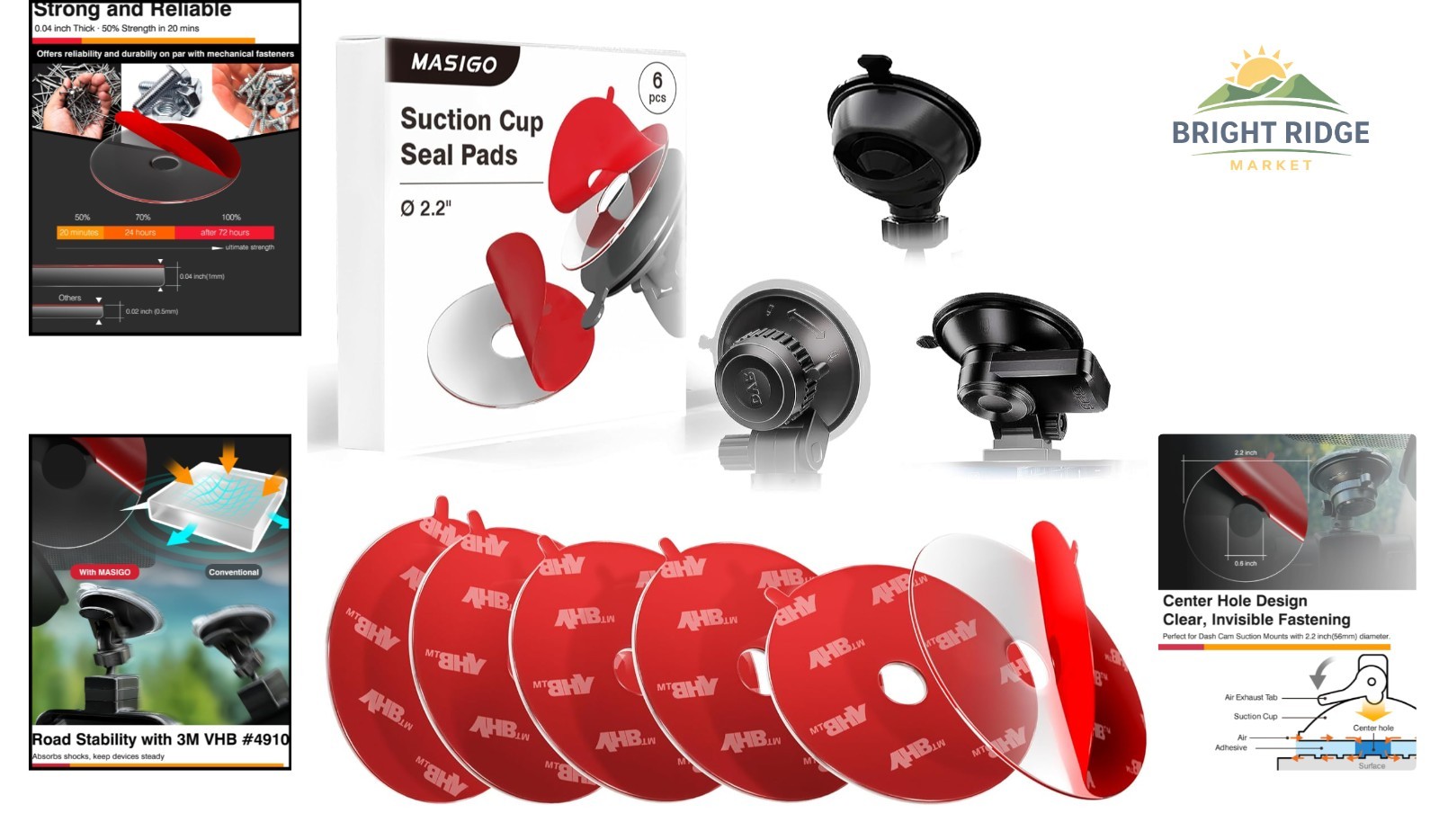 Clear Double-Sided Acrylic Foam Mounting Tape for Dash Cam Suction Cups