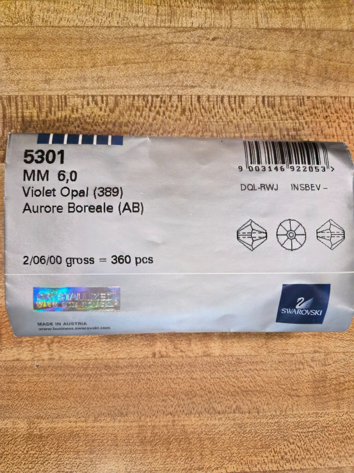 Swarovski 6mm Crystal Bicone 5301/5328 Beads Factory Pack 360 pcs