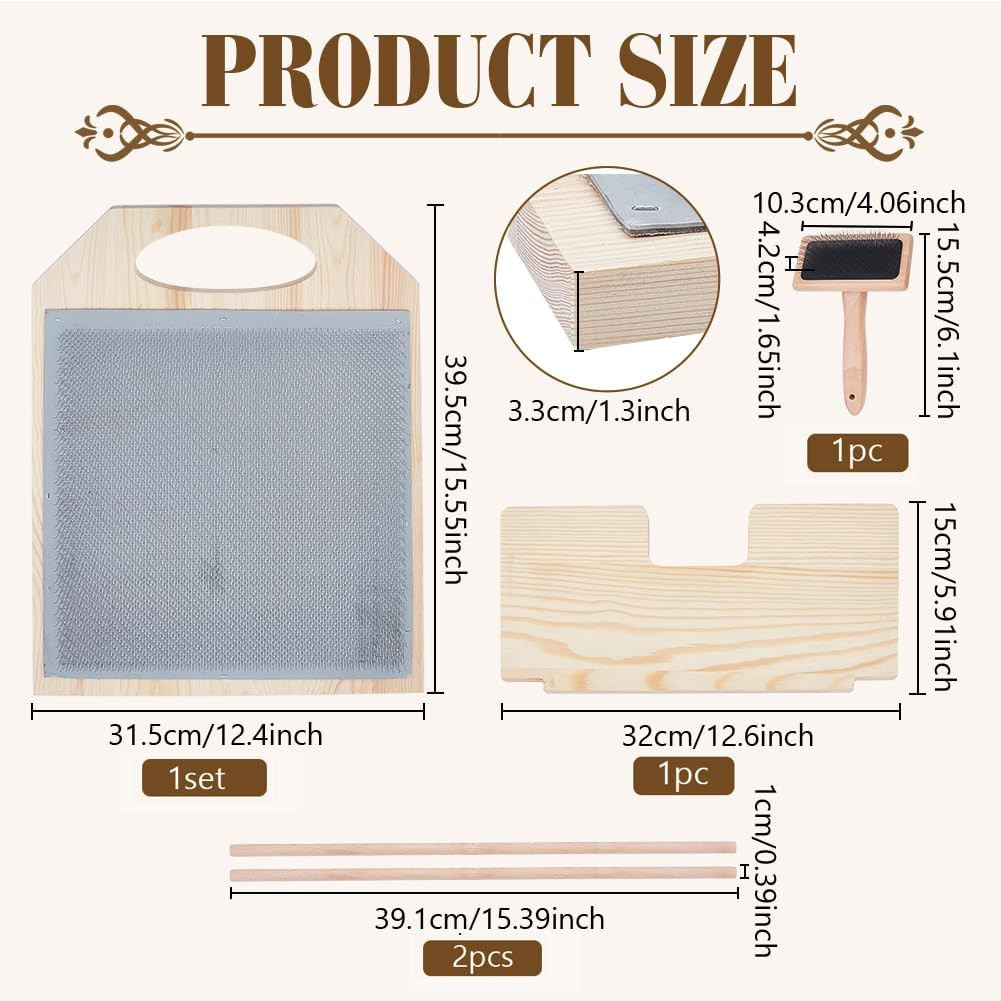 15.5X12.4Inch Wool Blending Board Carding Brush Set, Fiber Blending Board with 1